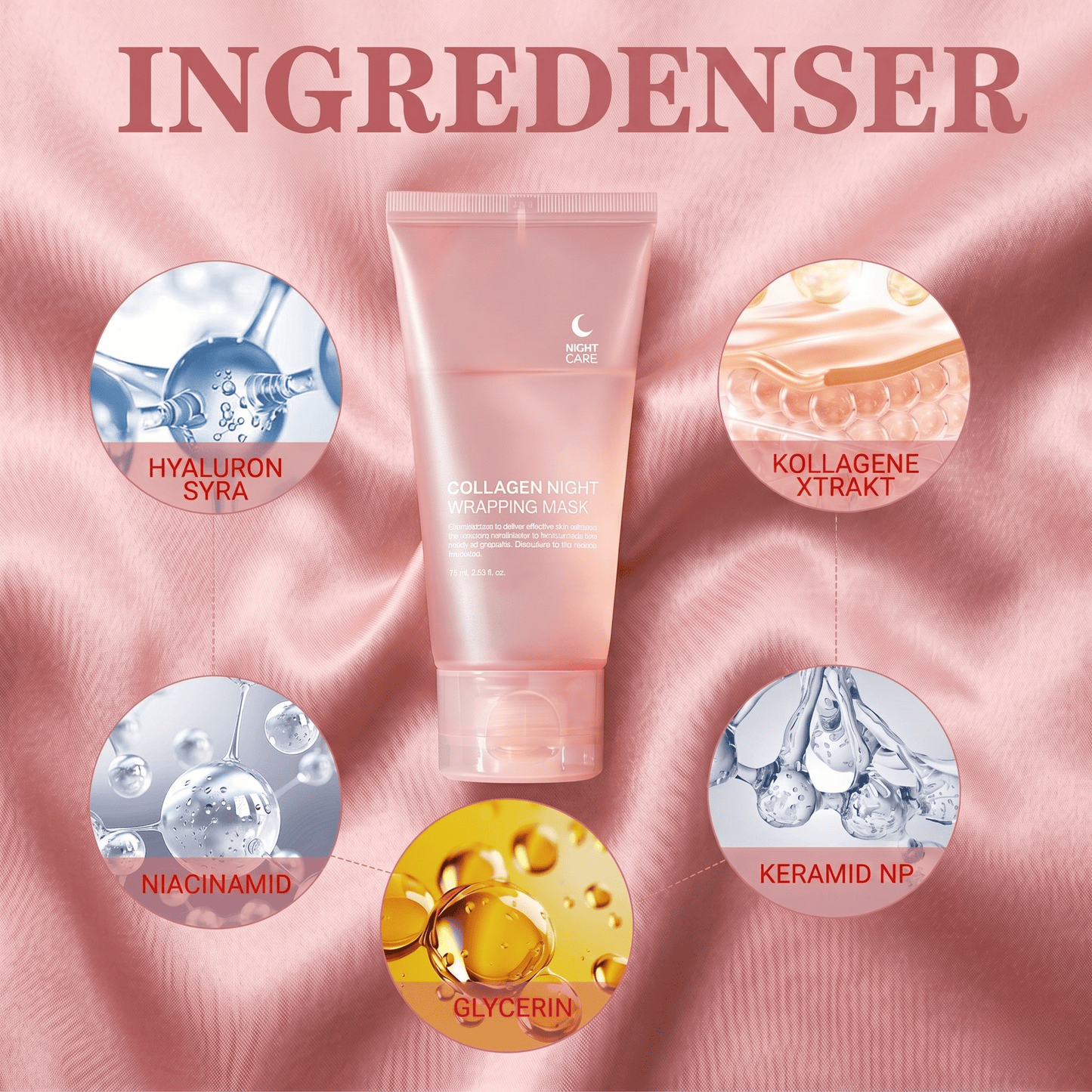 DreamSkin – Inlindande Kollagen-Nattmask som Strippar och Återfuktar – För Fasthet & Lyster