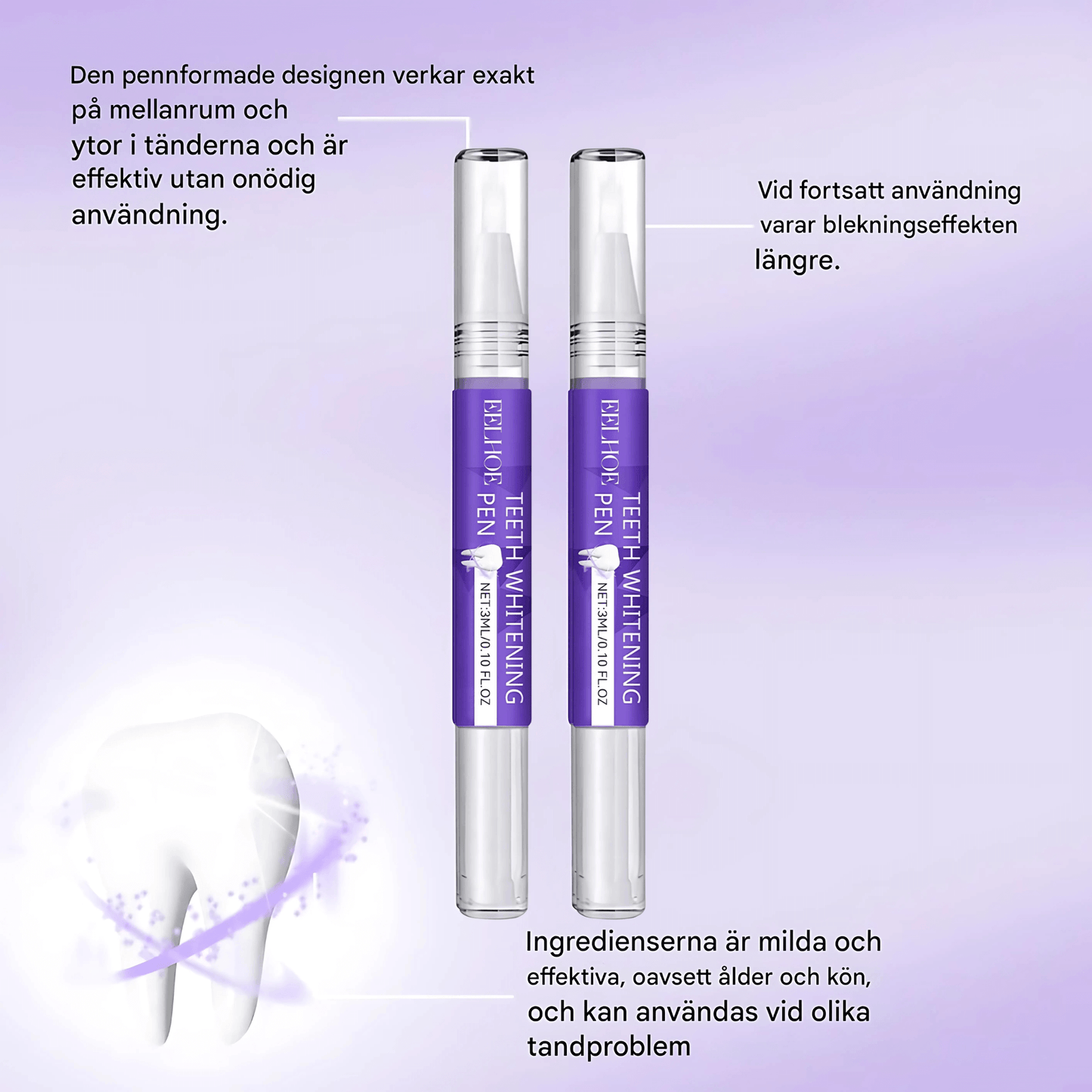 BrightLuxe – Tannblekingspen 2-pakning med mild blekingsgel og frisk myntesmak