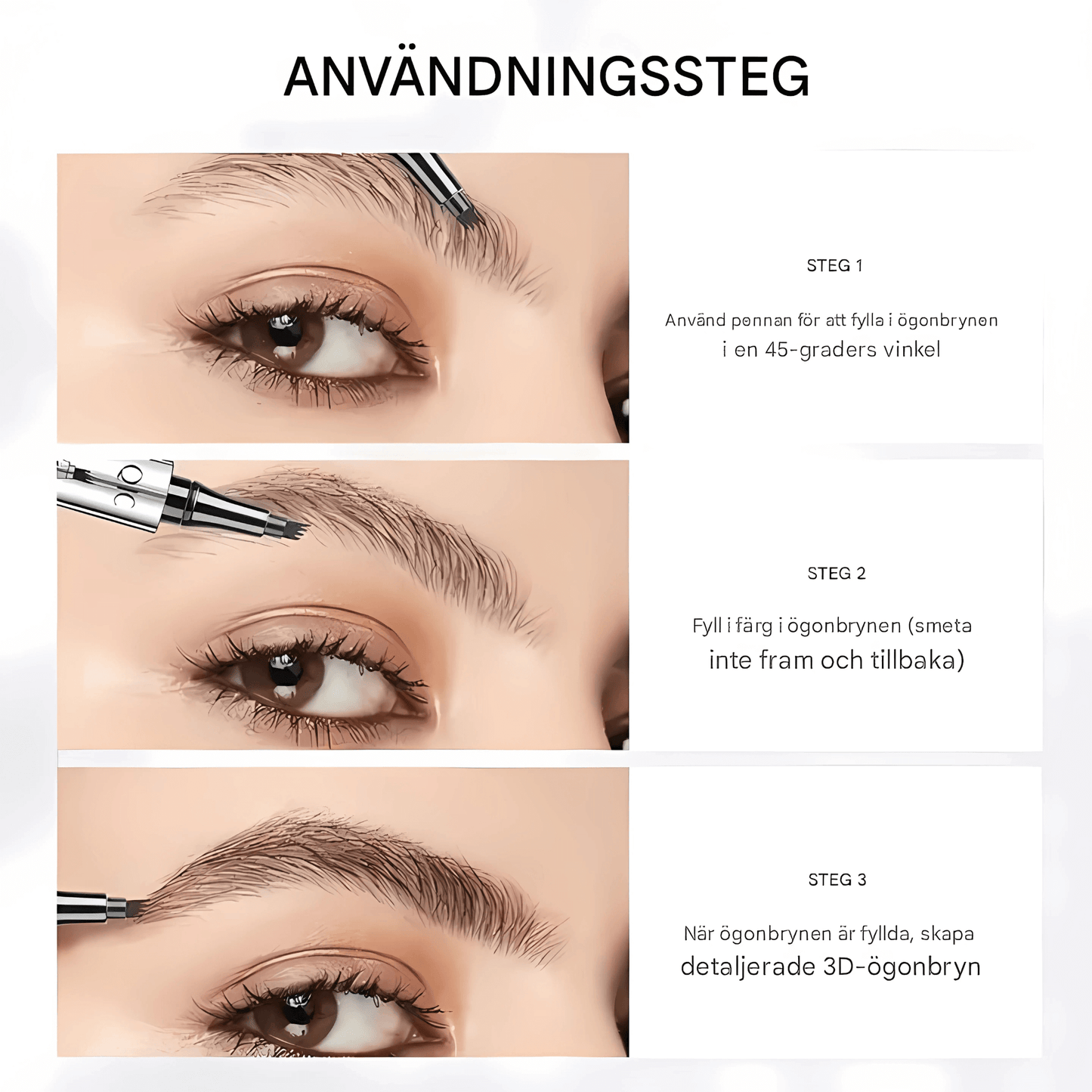 BrowSculpt – QIC 4-spiss øyenbrynspenn med naturlig microblading-effekt og vannavstøtende formel