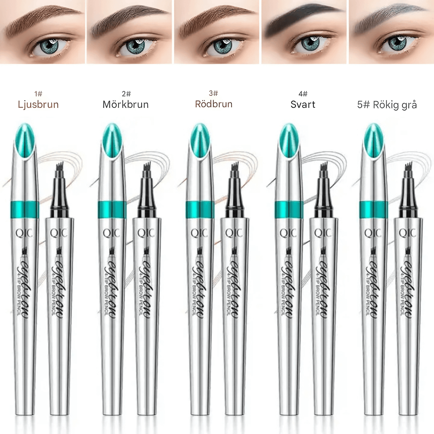 BrowSculpt – QIC 4-spiss øyenbrynspenn med naturlig microblading-effekt og vannavstøtende formel