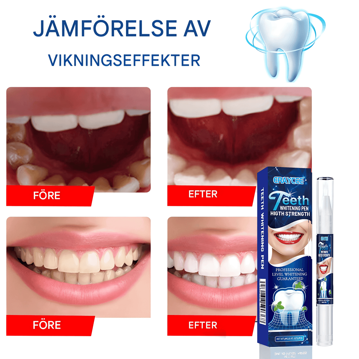 GleamPen – Tannblekingspen med mild myntesmak og enkel applikator