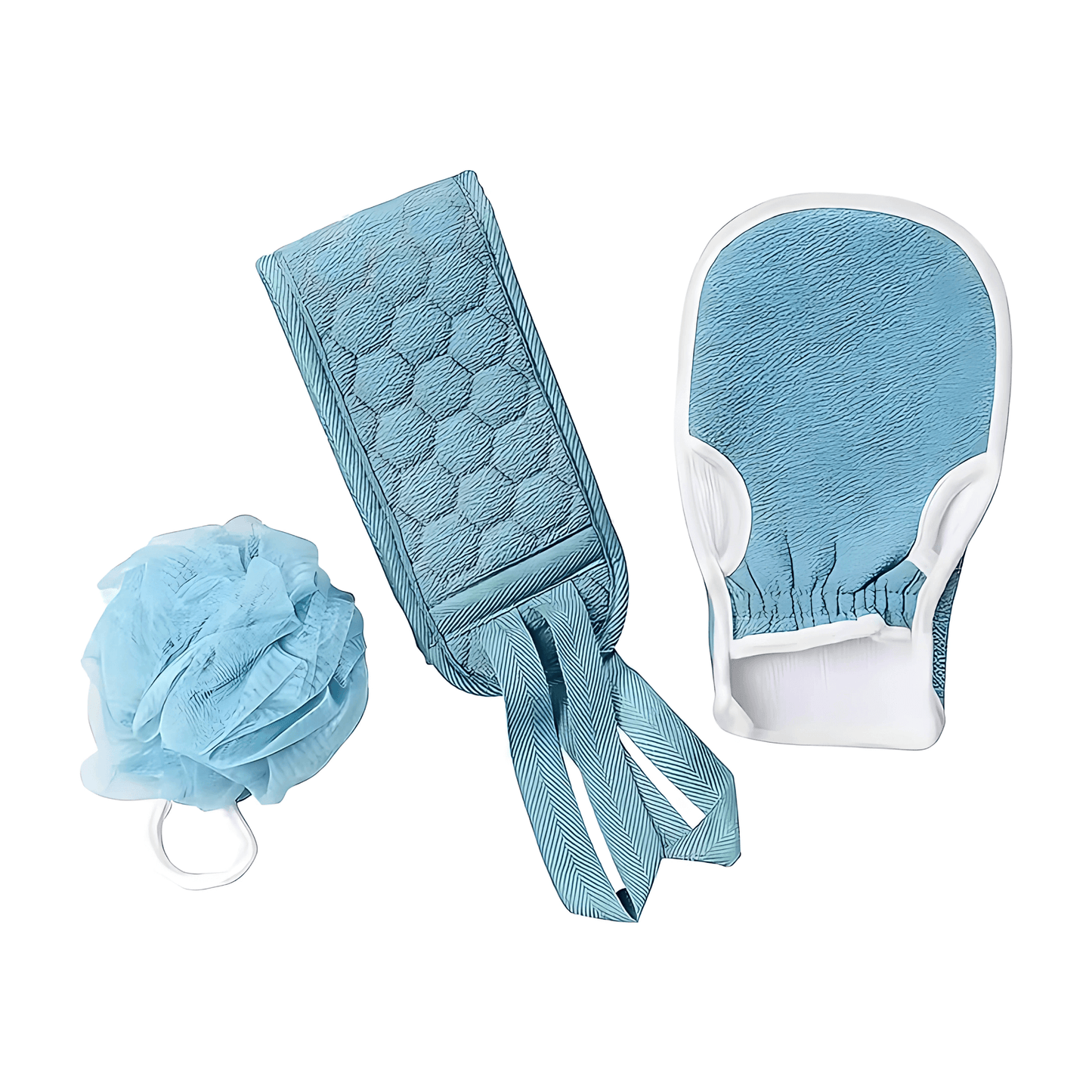 SereneScrub – Exfolierande Dubbelsidig Ryggborste, Badhandske & Loofah-Svamp för Hudvård och Massage