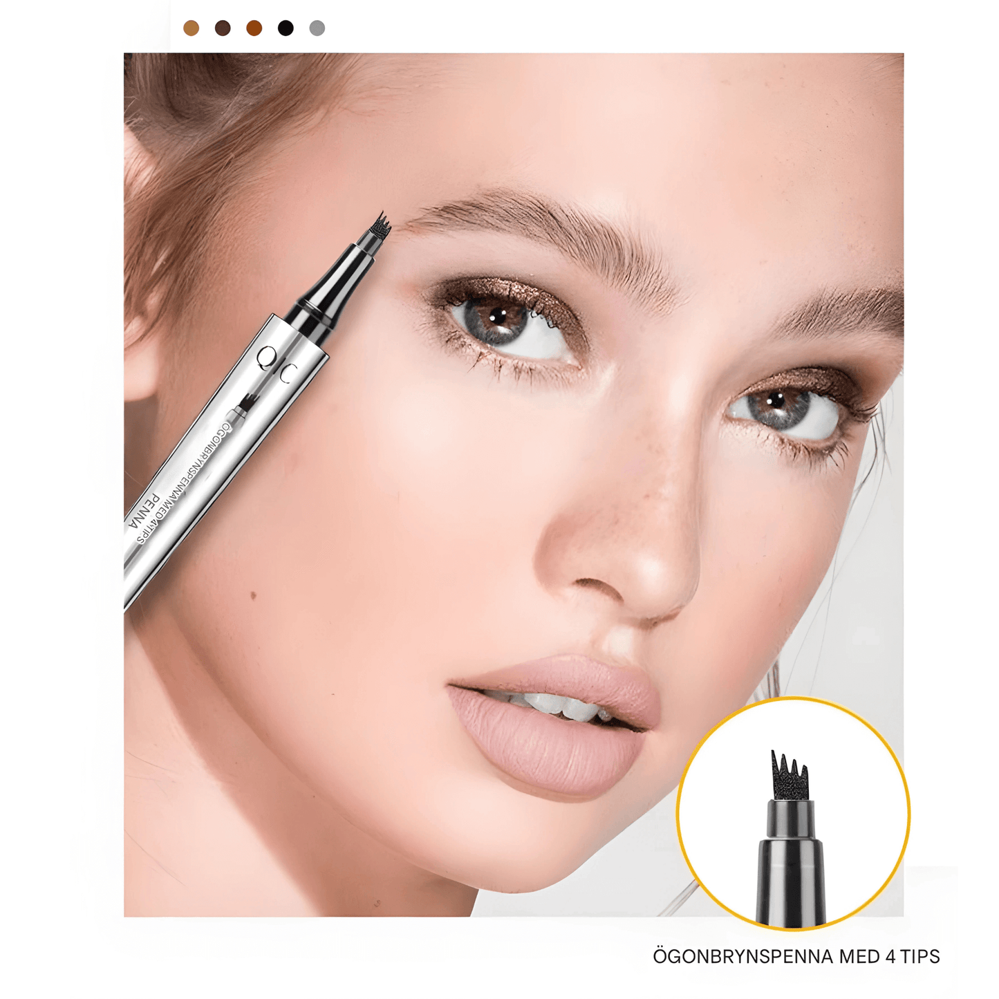 BrowSculpt – QIC 4-spiss øyenbrynspenn med naturlig microblading-effekt og vannavstøtende formel