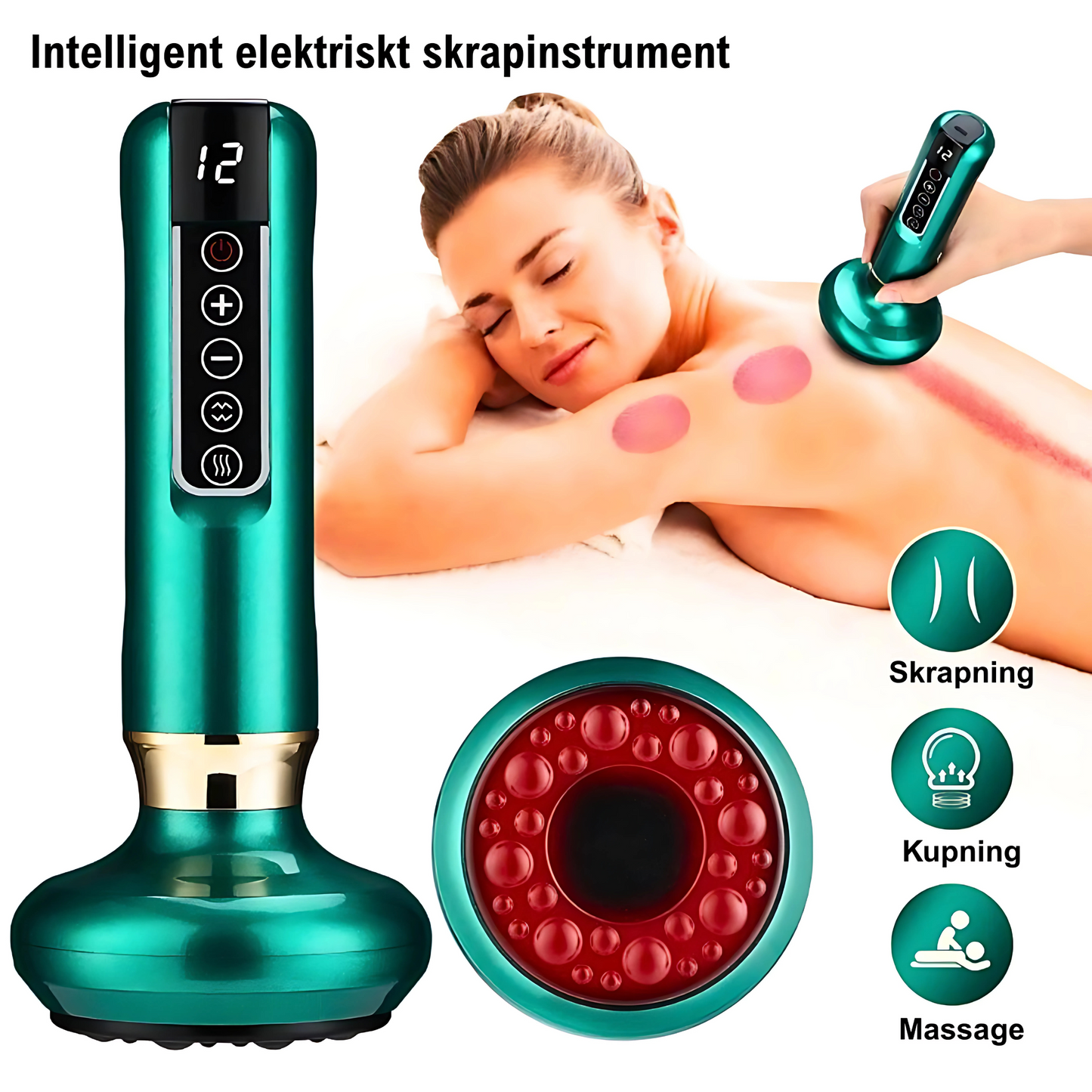 GlowCup - Cellulitt- og hudstrammende apparat med rødt lys og clutch