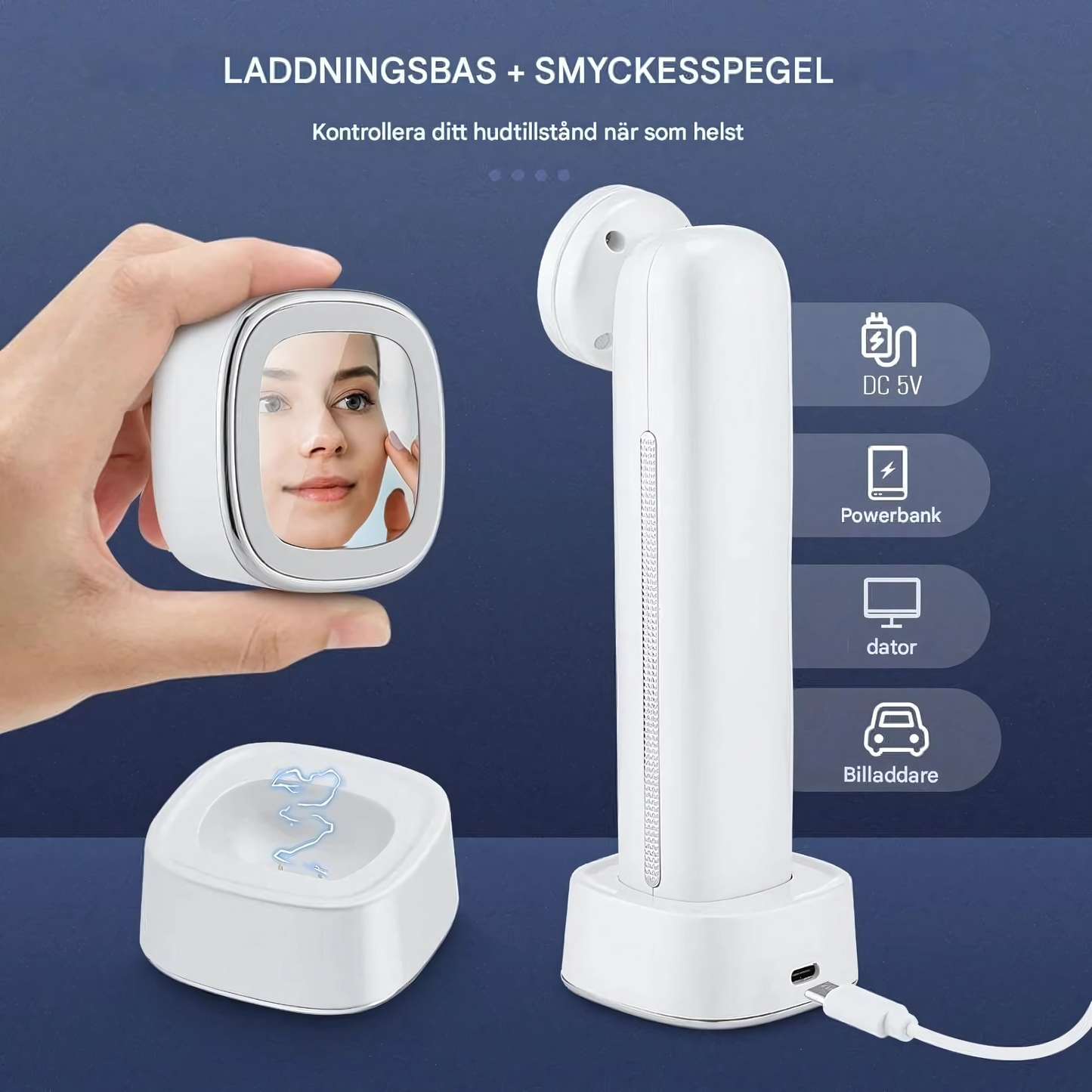 DermaRay - 7-i-1 LED-, EMS- og kjølemaskin for ansiktspleie - skånsom hudpleie for hjemmebruk
