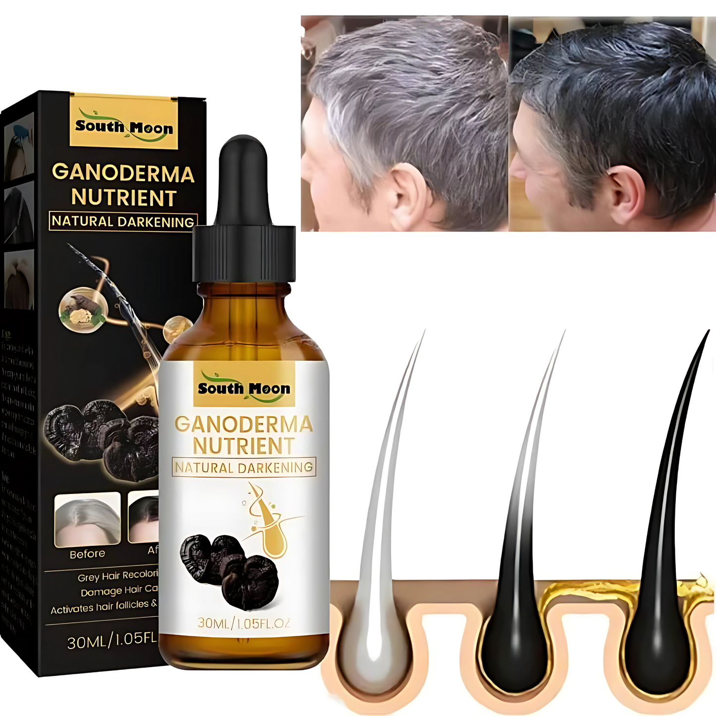 ToneRoot - hårserum for grått og hvitt hår med naturlig fargeforbedring og næring til hodebunnen