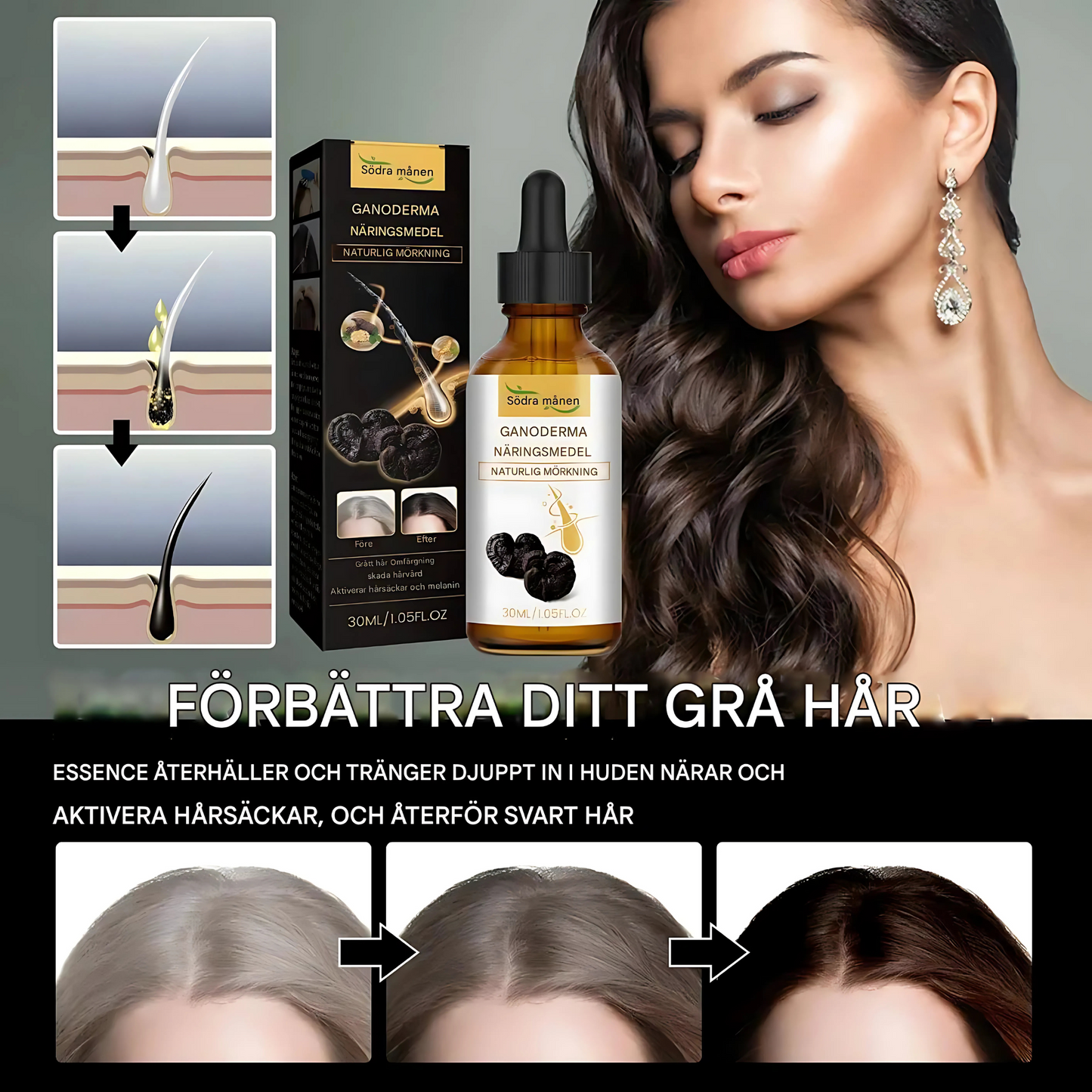 ToneRoot - hårserum for grått og hvitt hår med naturlig fargeforbedring og næring til hodebunnen