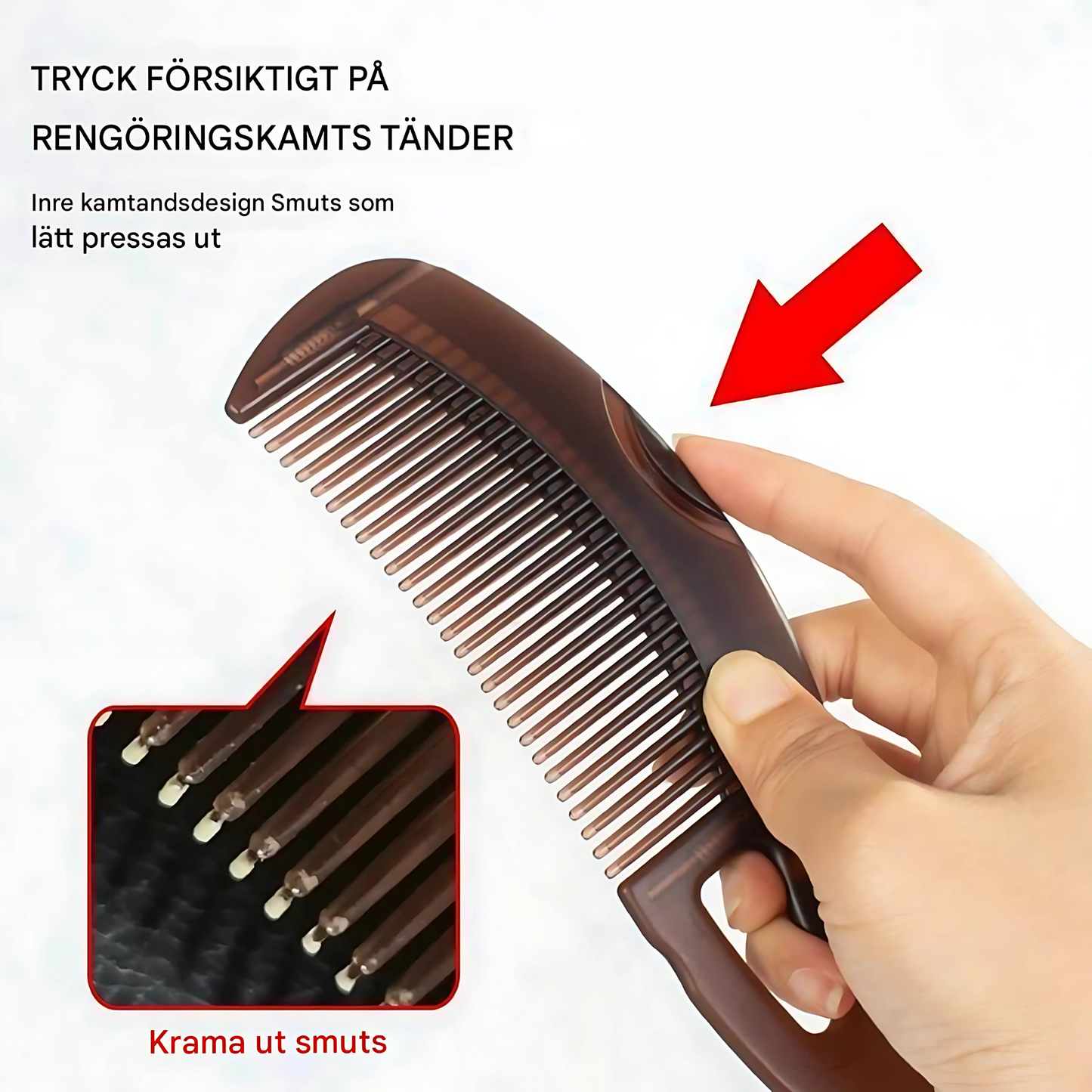 SkinTora - skånsom selvrensende kam for sunt og oppfriskende hår og hodebunn