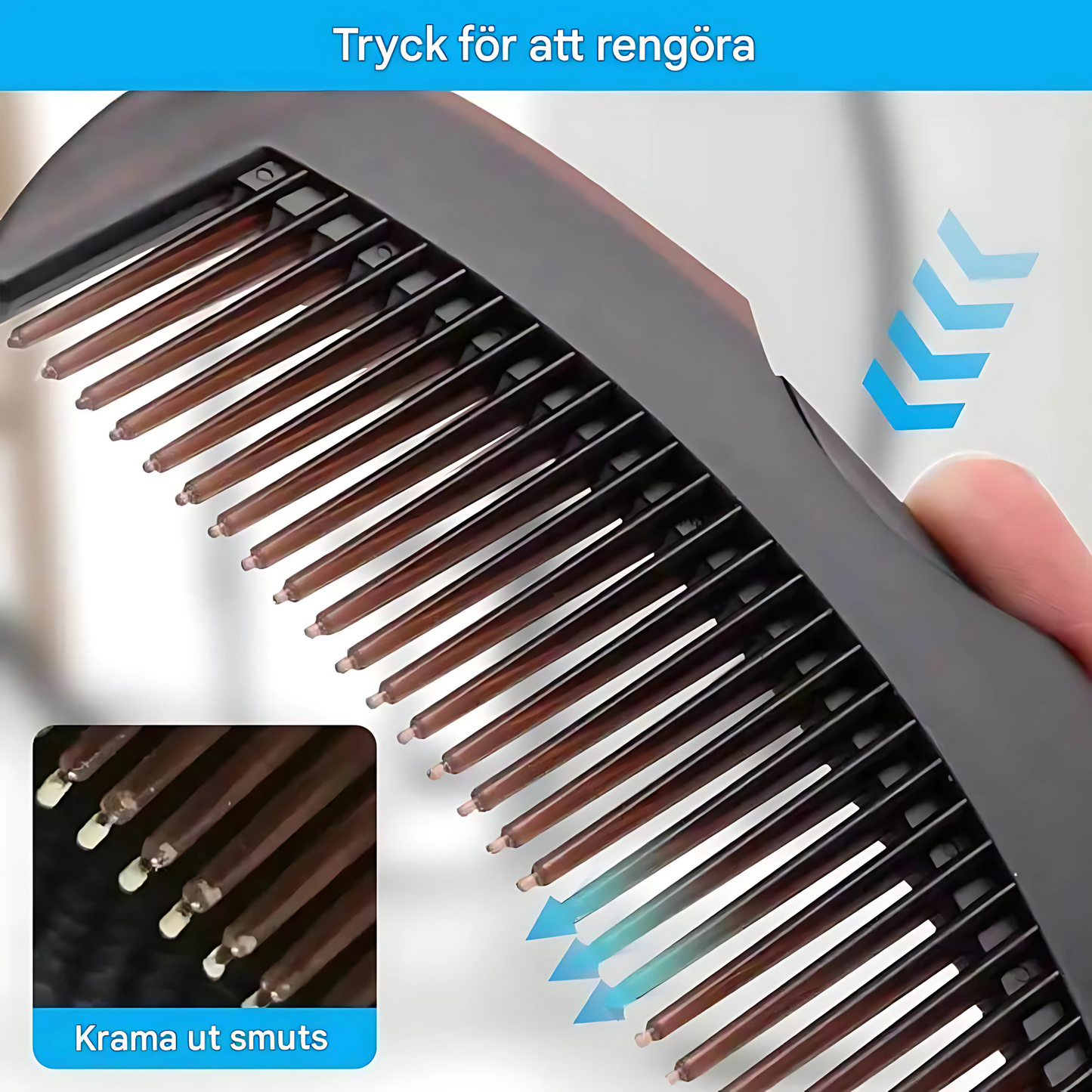 SkinTora - skånsom selvrensende kam for sunt og oppfriskende hår og hodebunn