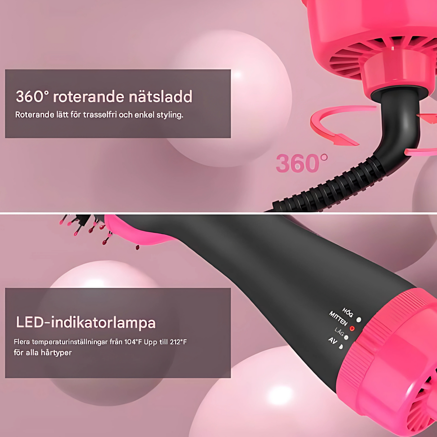 StylePro – Multifunktionell Varmluftsborste för Snabb Lockning, Plattång och Torkning