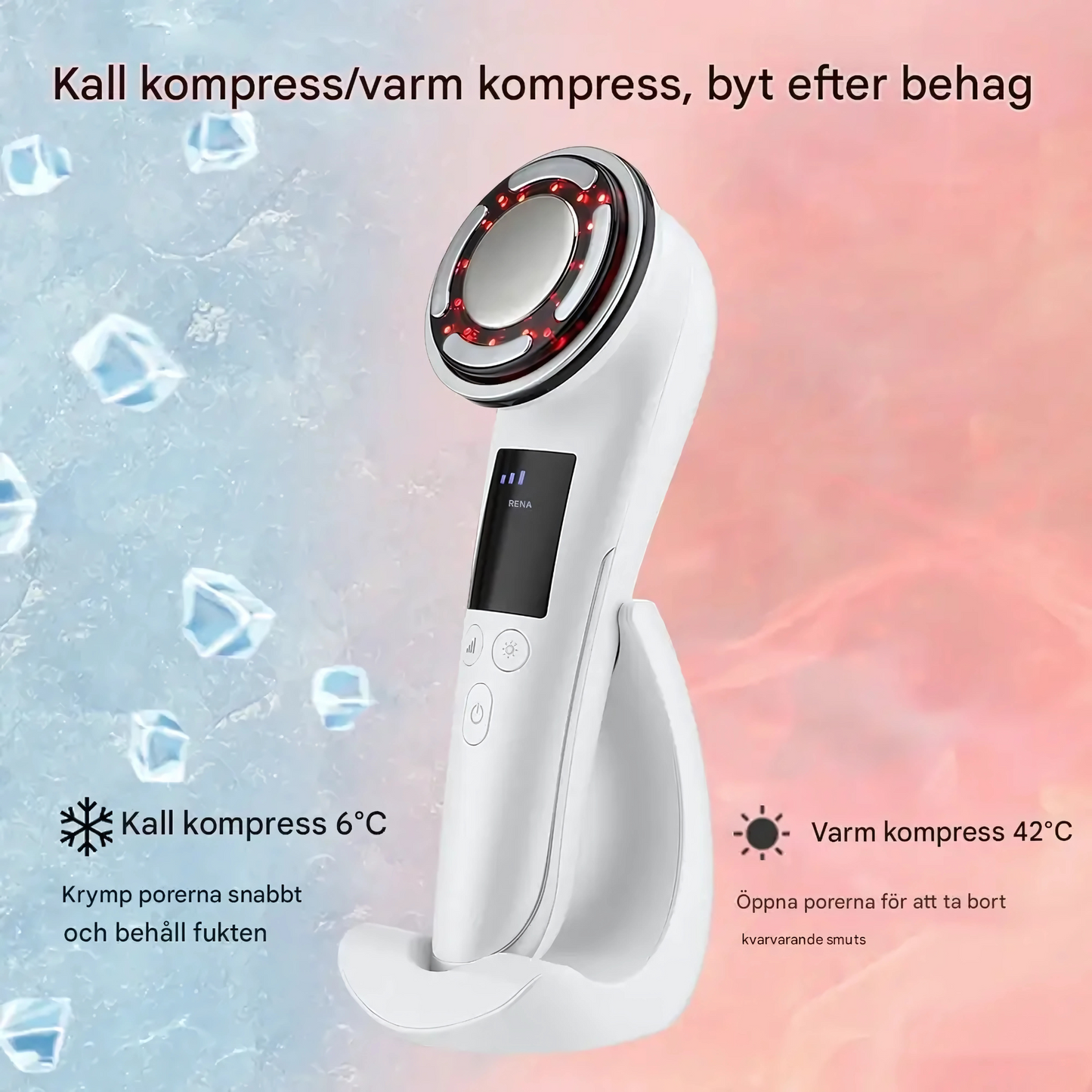 VelaSkin - ansiktsløftende EMS- og LED-hudpleieenhet - varme, kulde og lys i ett
