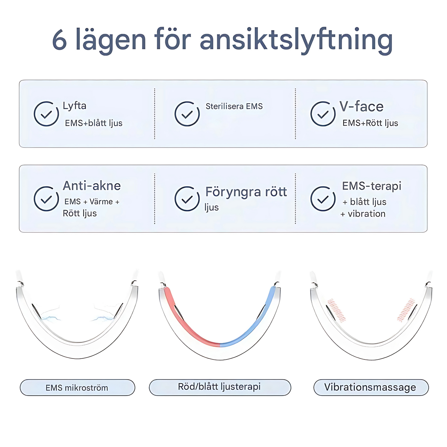 NuraLift - EMS ansiktsstimulator med LED-lys, varme og vibrasjon for oppstramming og hudforbedring