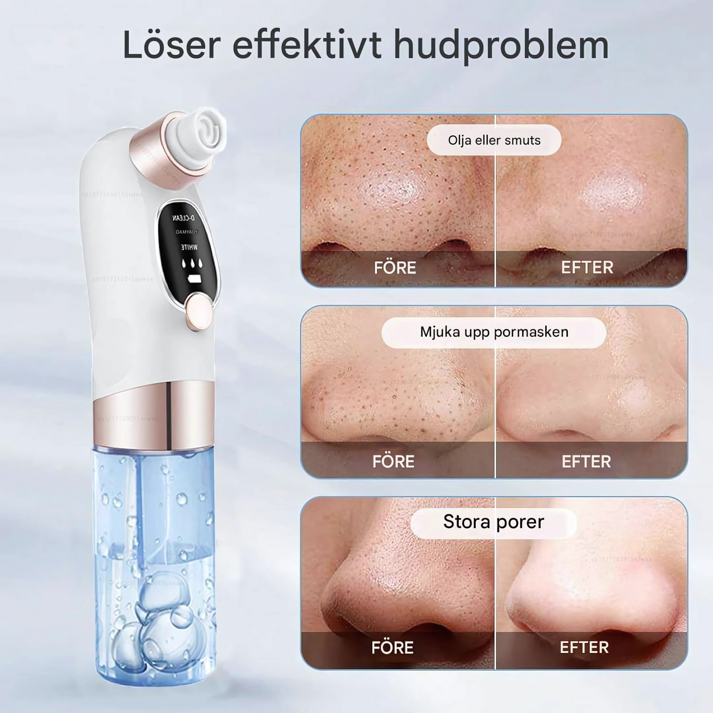 AquaGlow - Ansiktsrens med mikrobobler - skånsom porerensing med vakuum og vannkretsløp