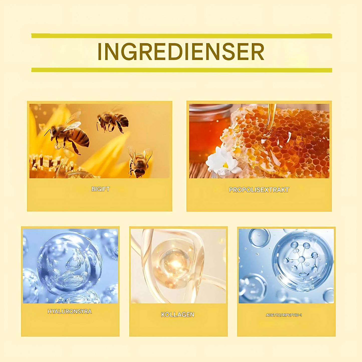 CollaCure - Bee Venom Skin Cream | Fuktighetsgivende hudpleie med kollagen og hyaluronsyre