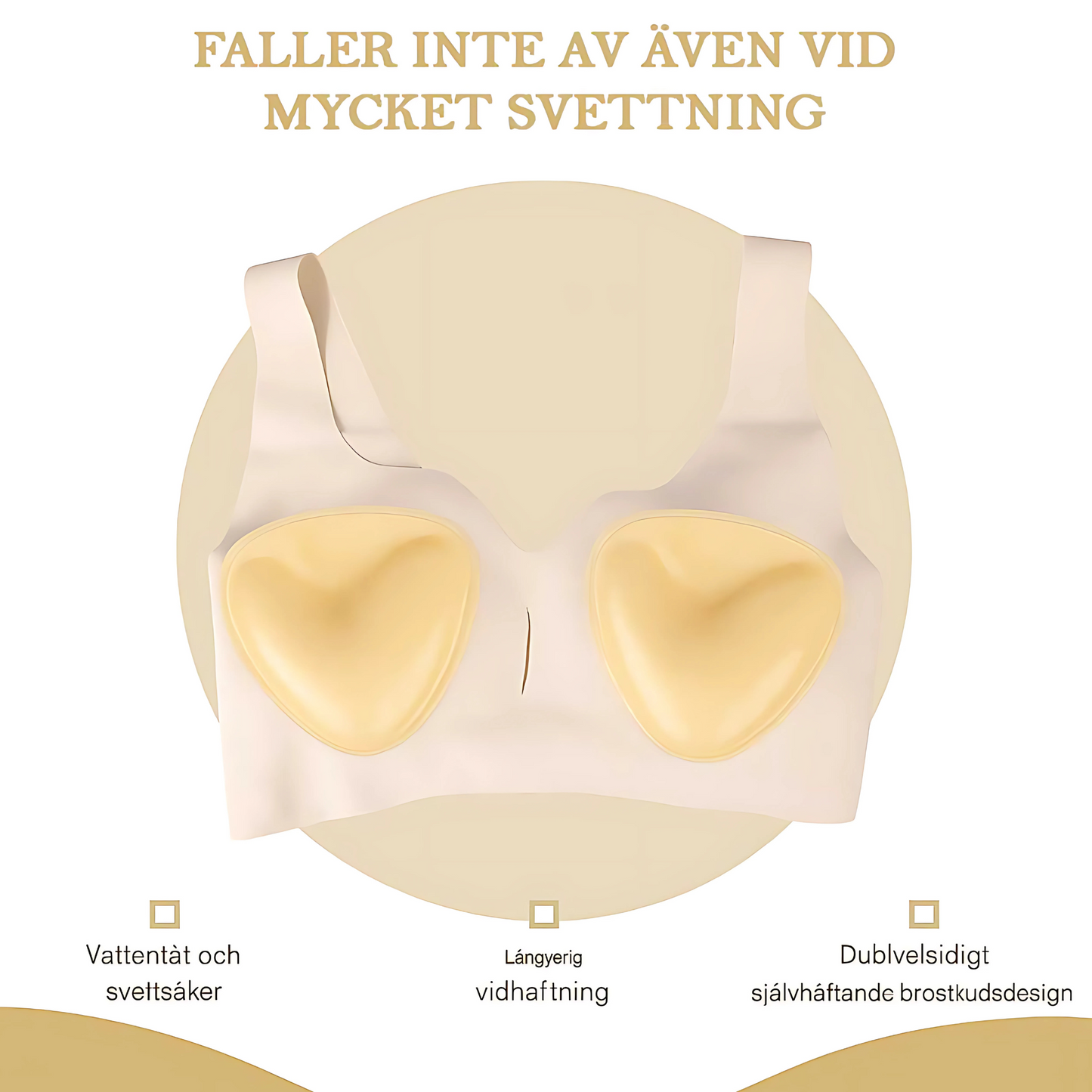 HushForm - Selvklebende push-up-innlegg med diskret løft for åpne rygger og dyp ringing
