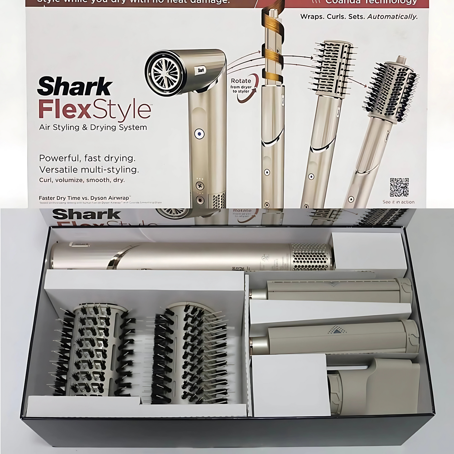 SharkFlex - 5-i-1 luftstyler og hårføner | Multifunksjonell varmebevisst styling med Auto-Wrap Curlers
