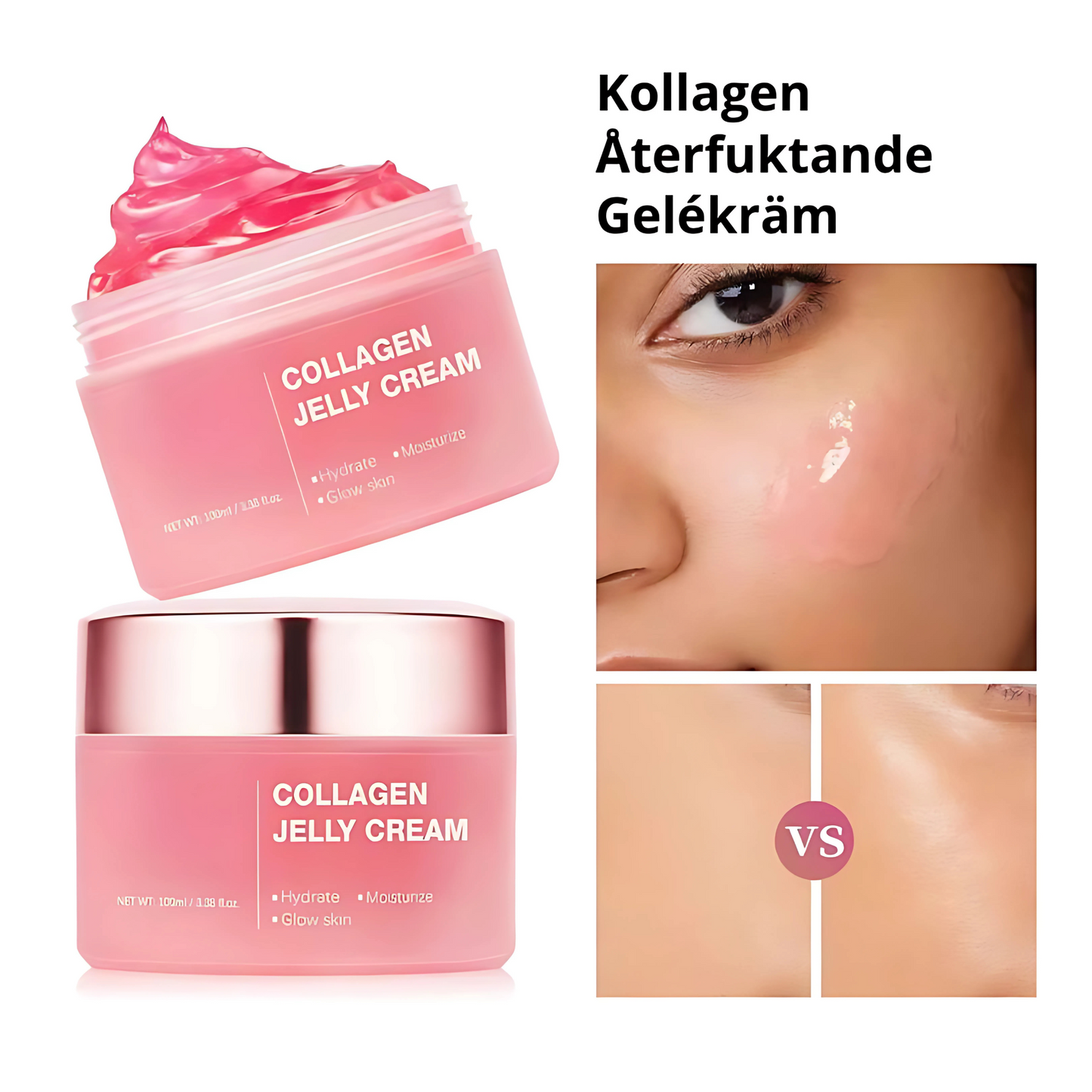 RevitaGlow - Collagen Moisturising Gel Cream for sunn hud