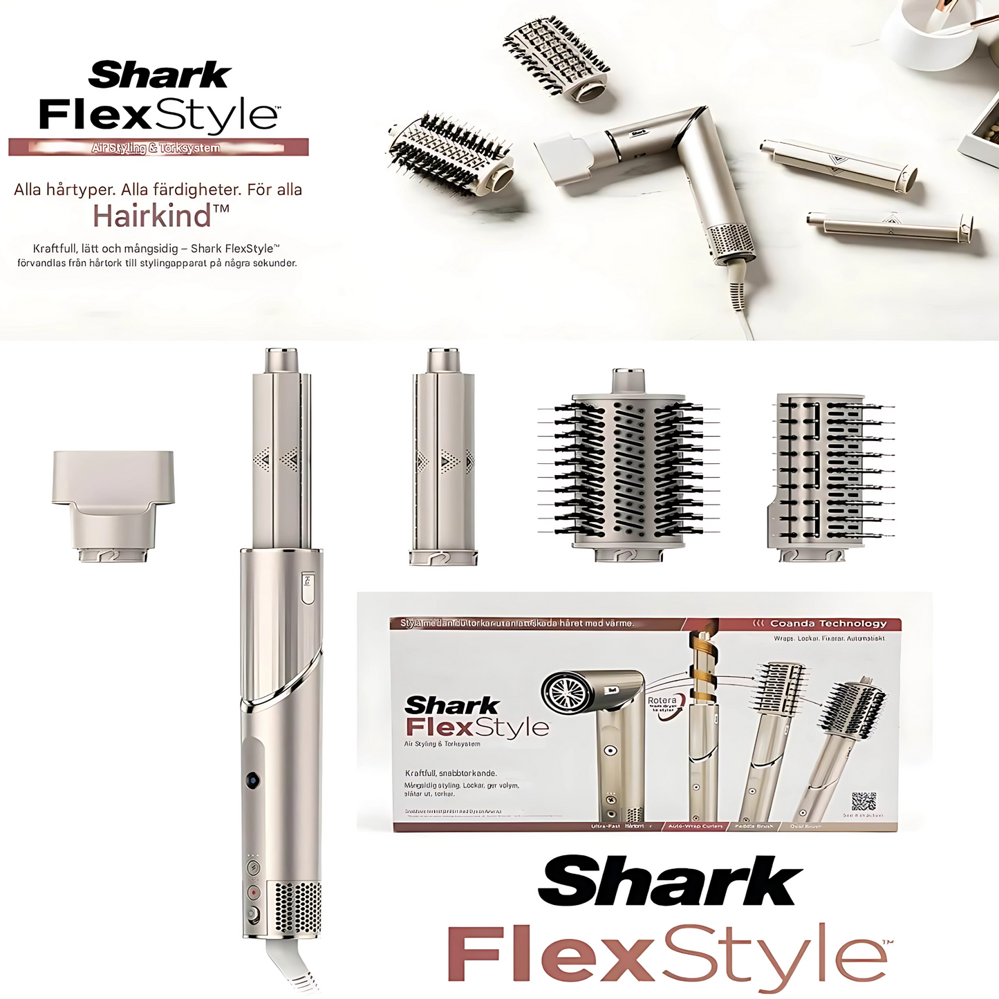 SharkFlex - 5-i-1 luftstyler og hårføner | Multifunksjonell varmebevisst styling med Auto-Wrap Curlers