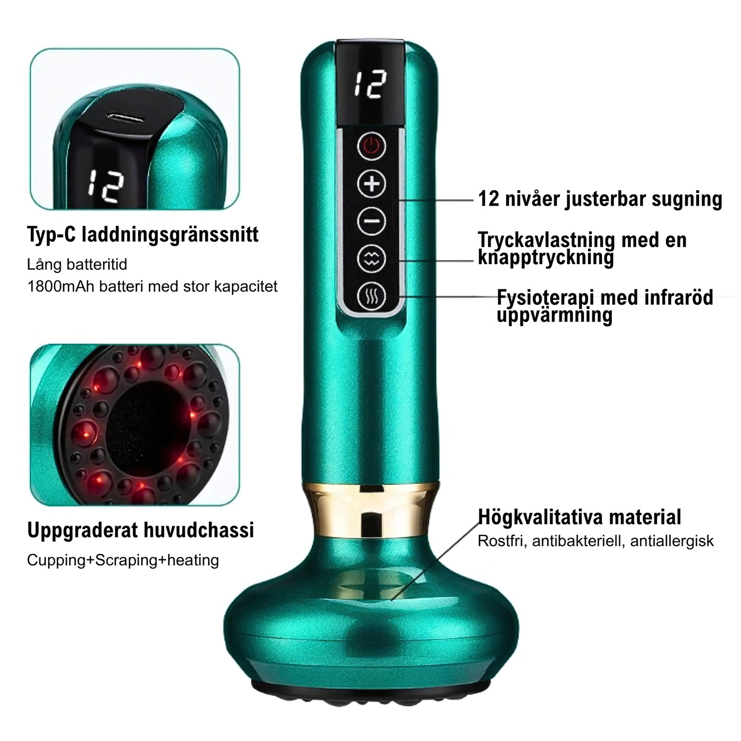 GlowCup - Cellulitt- og hudstrammende apparat med rødt lys og clutch