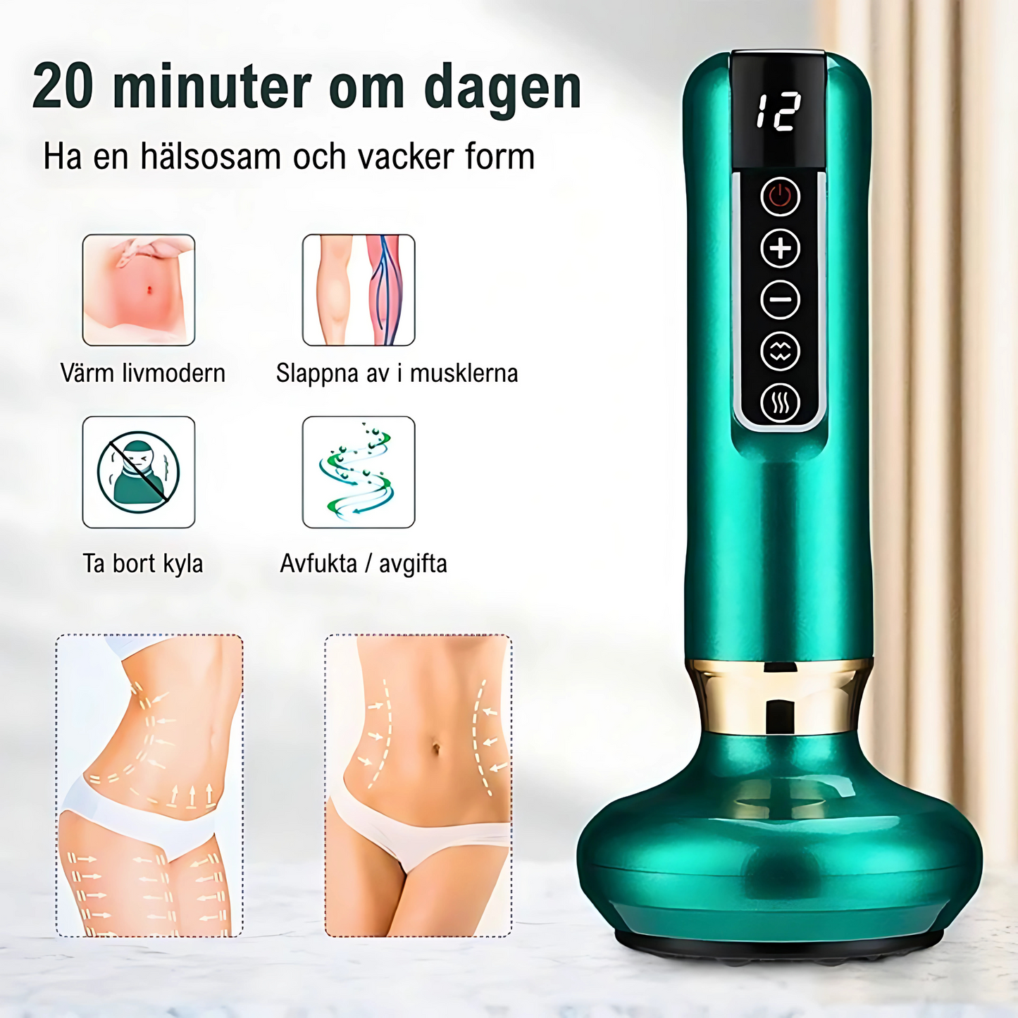GlowCup - Cellulitt- og hudstrammende apparat med rødt lys og clutch