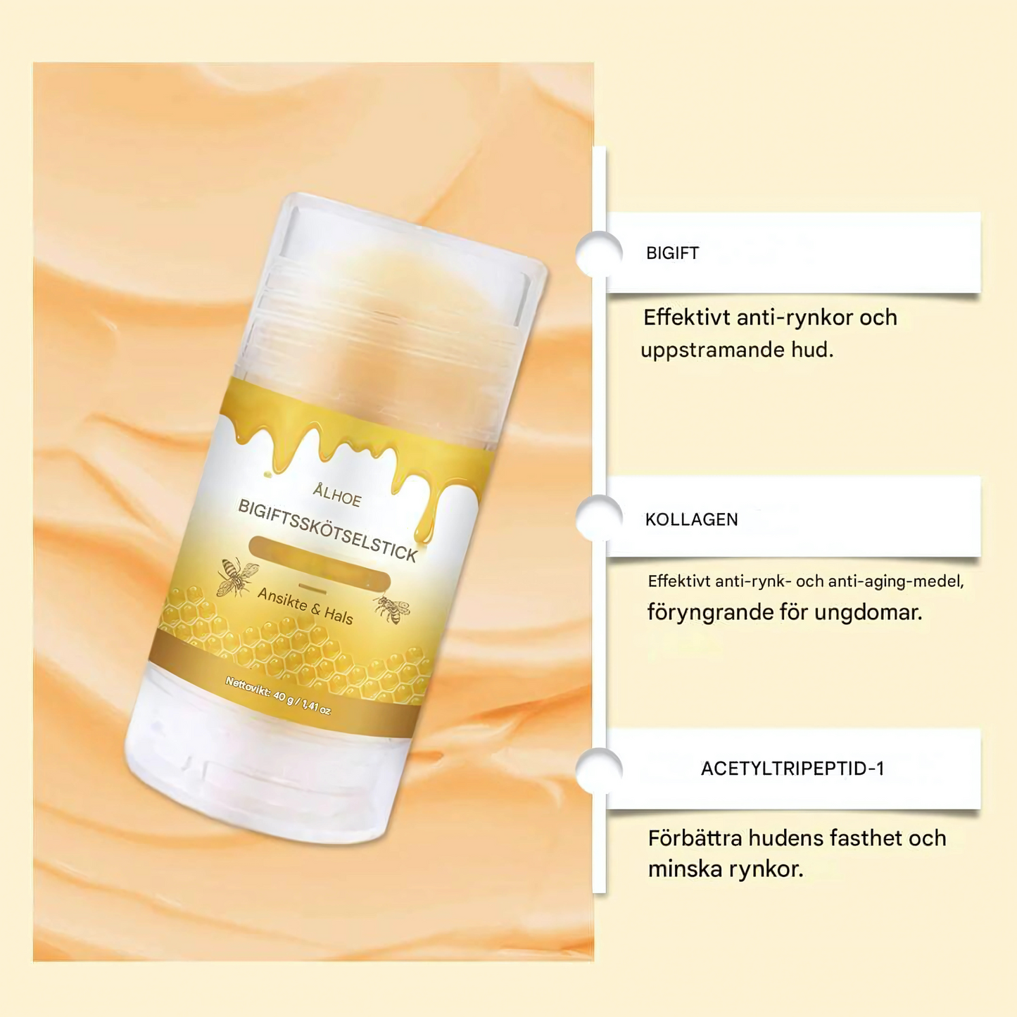 CollaCure - Bee Venom Skin Cream | Fuktighetsgivende hudpleie med kollagen og hyaluronsyre