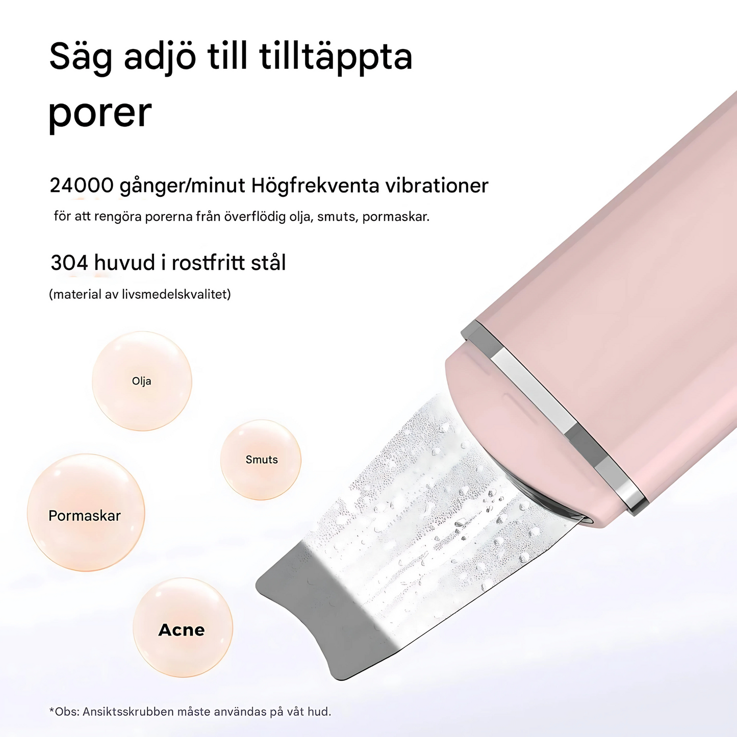 DermaSonic - Ultralyd ansiktspeeling - rengjør porene, forbedrer hudtonen og fremmer kollagen hjemme