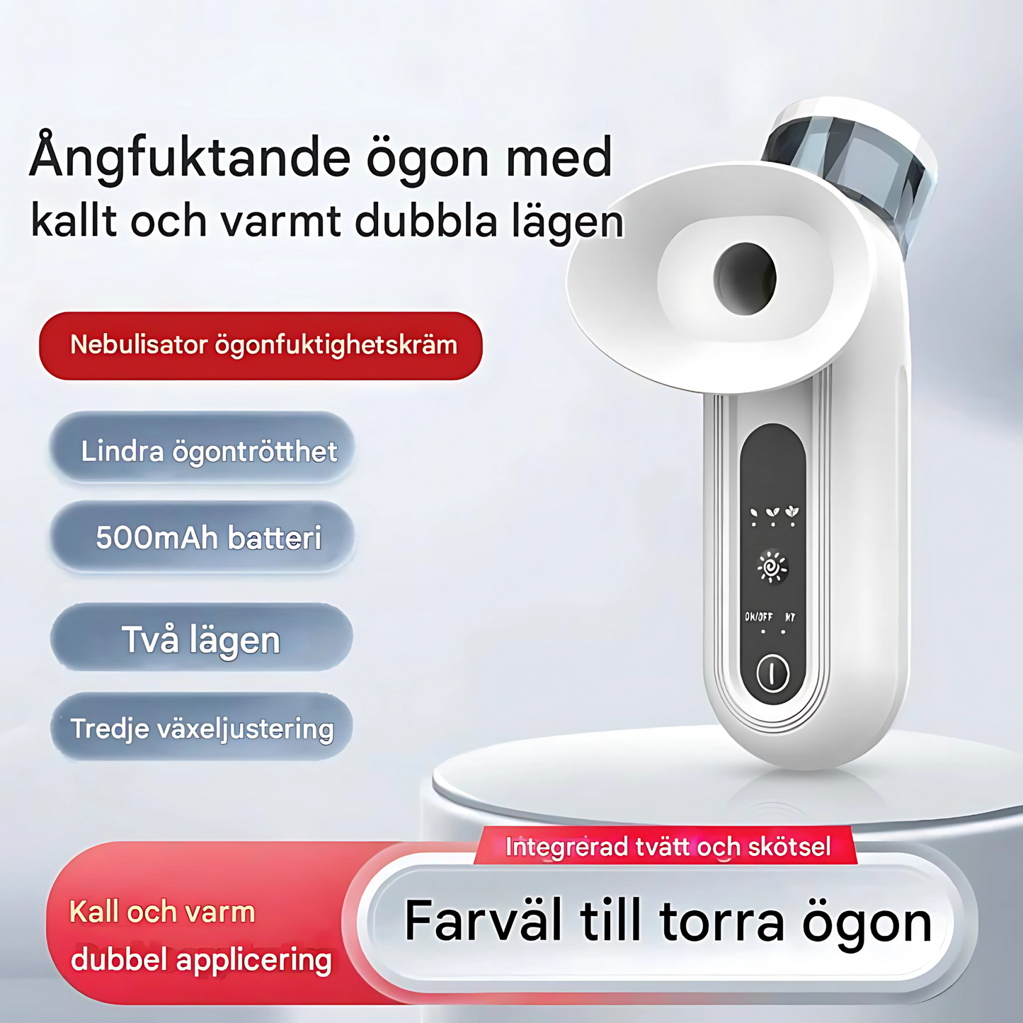 LumiMist - Bærbar øyefordamper med varm kompress | fuktighetsgivende nanodamp for trette og tørre øyne