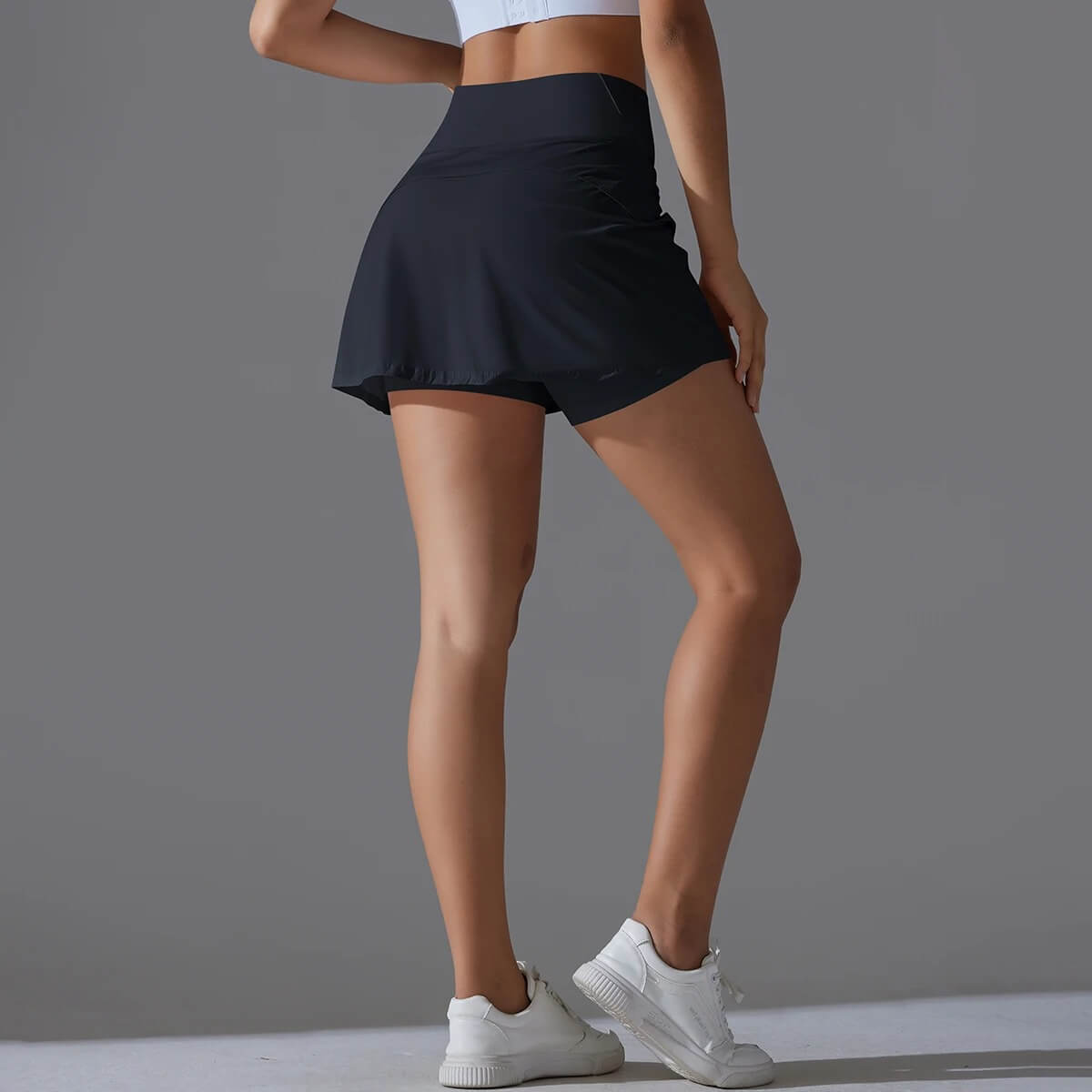 VibeStretch - Snabbtorkande Byxkjol med integrerade Skorts, Hög Midja med Mobilficka