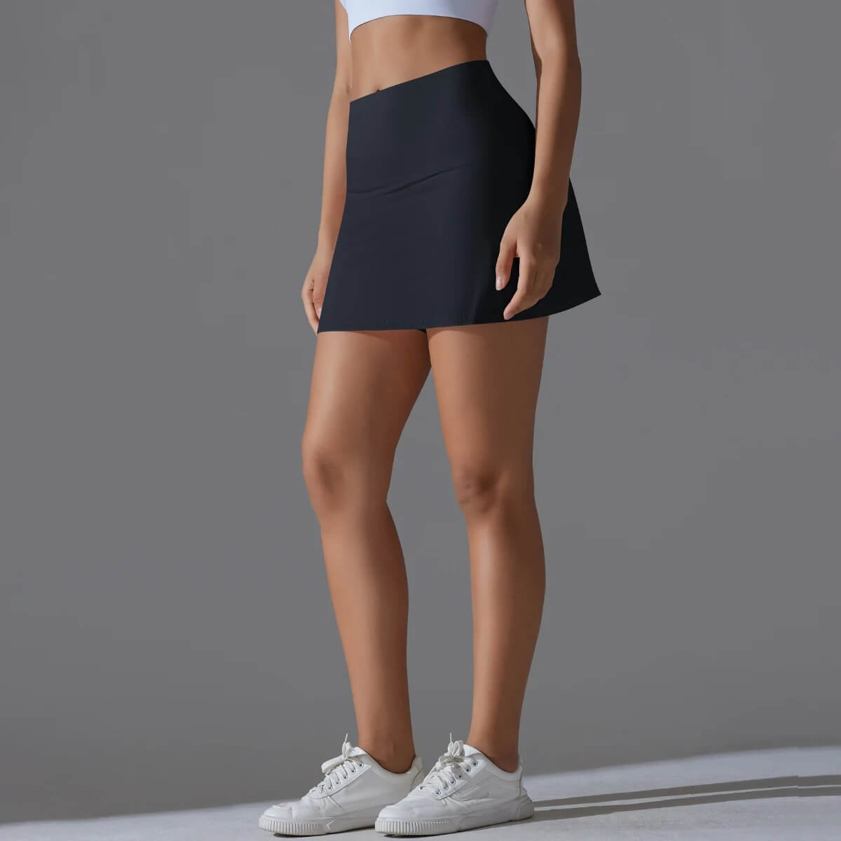 VibeStretch - Snabbtorkande Byxkjol med integrerade Skorts, Hög Midja med Mobilficka