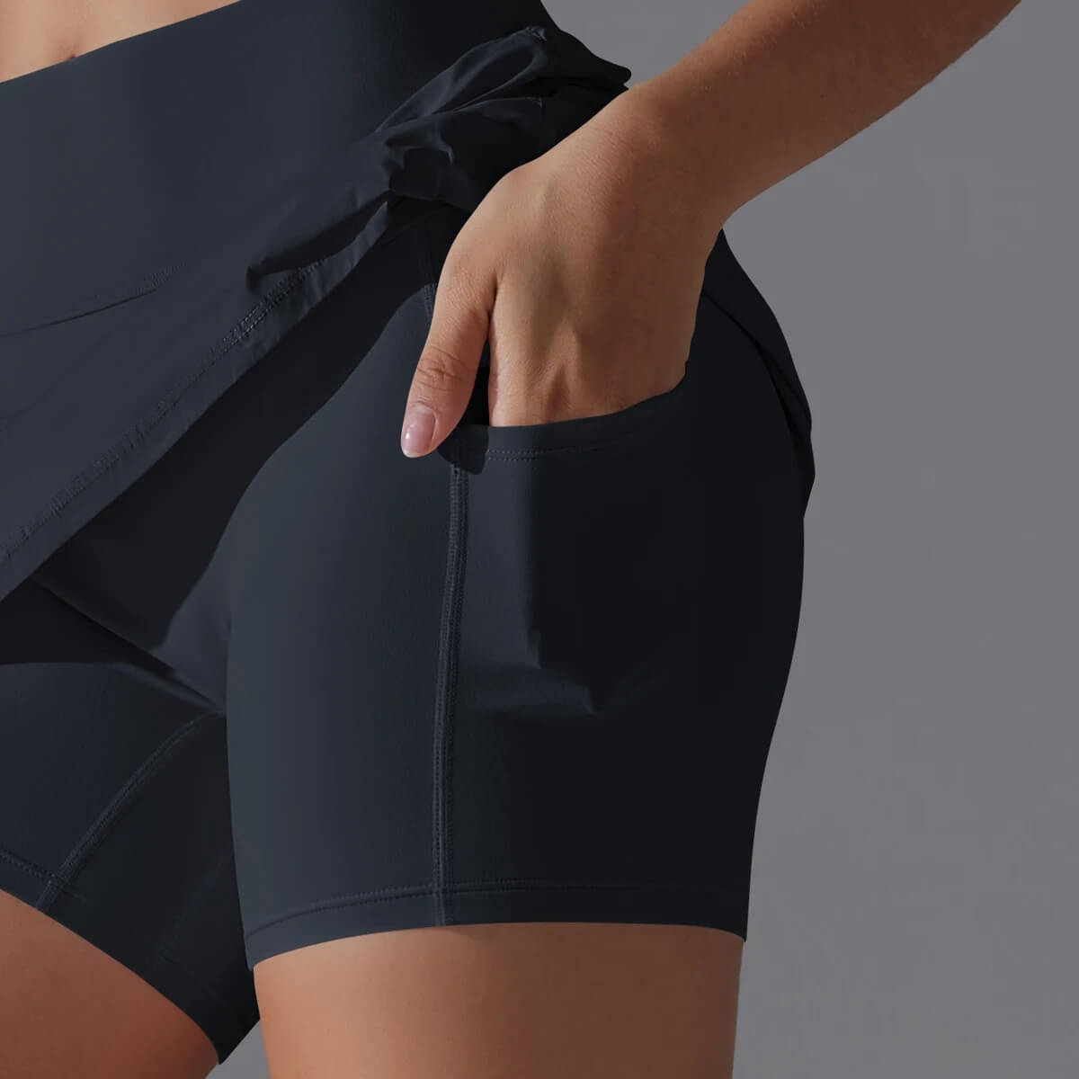 VibeStretch - Snabbtorkande Byxkjol med integrerade Skorts, Hög Midja med Mobilficka