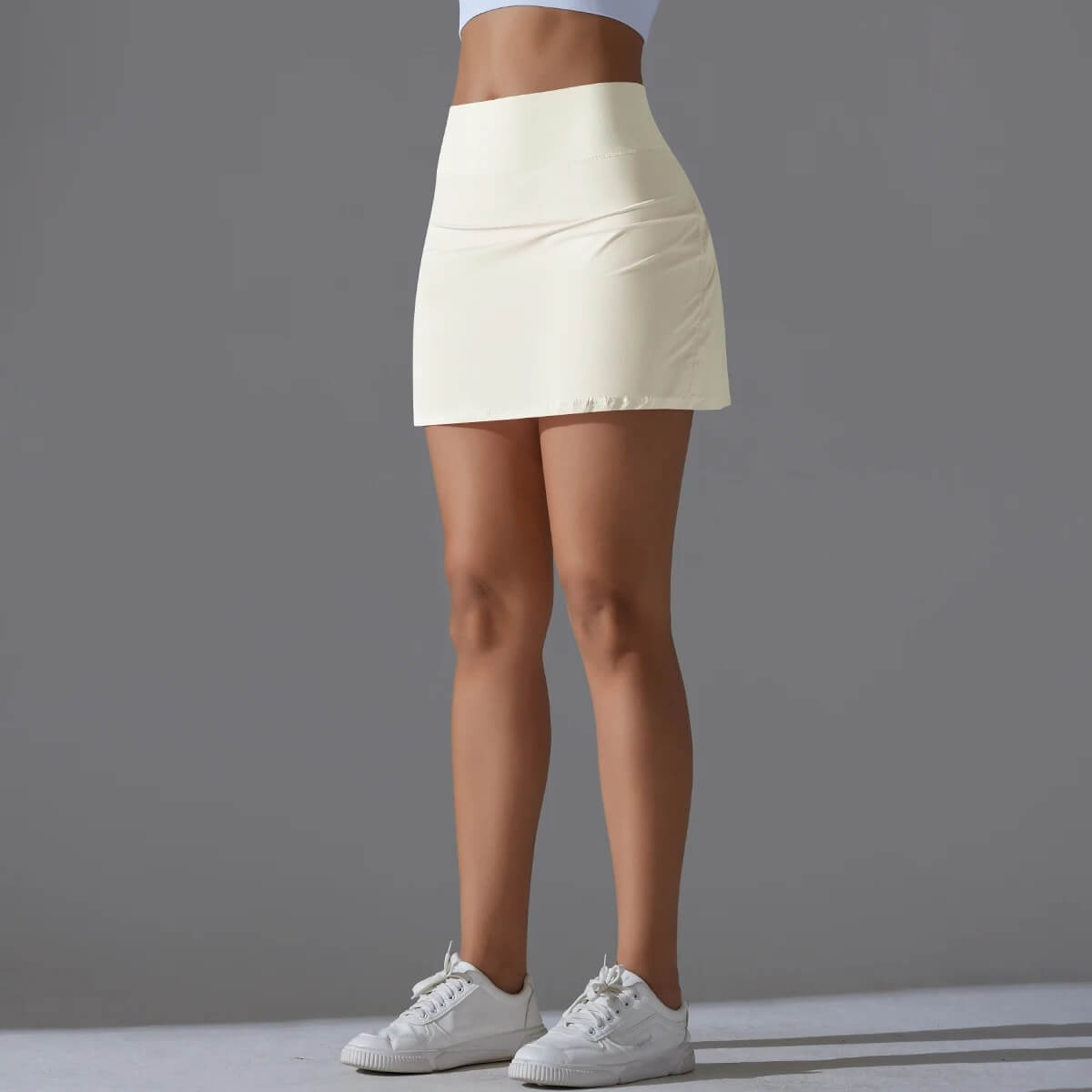VibeStretch - Snabbtorkande Byxkjol med integrerade Skorts, Hög Midja med Mobilficka