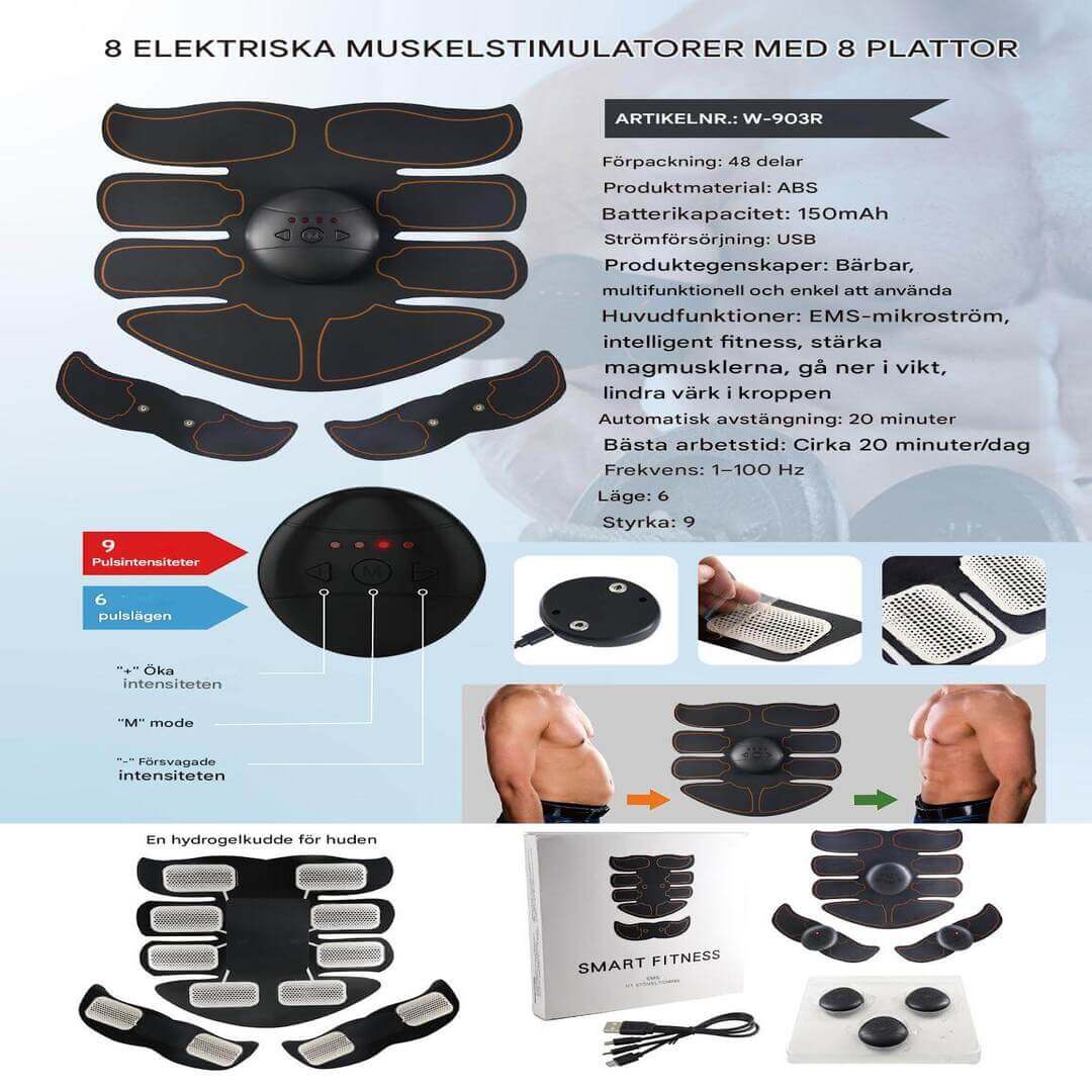 CorePulse – Elektrisk Muskelstimulator för Mage, Armar och Hemmaträning | EMS Träningsbälte med Gelpads