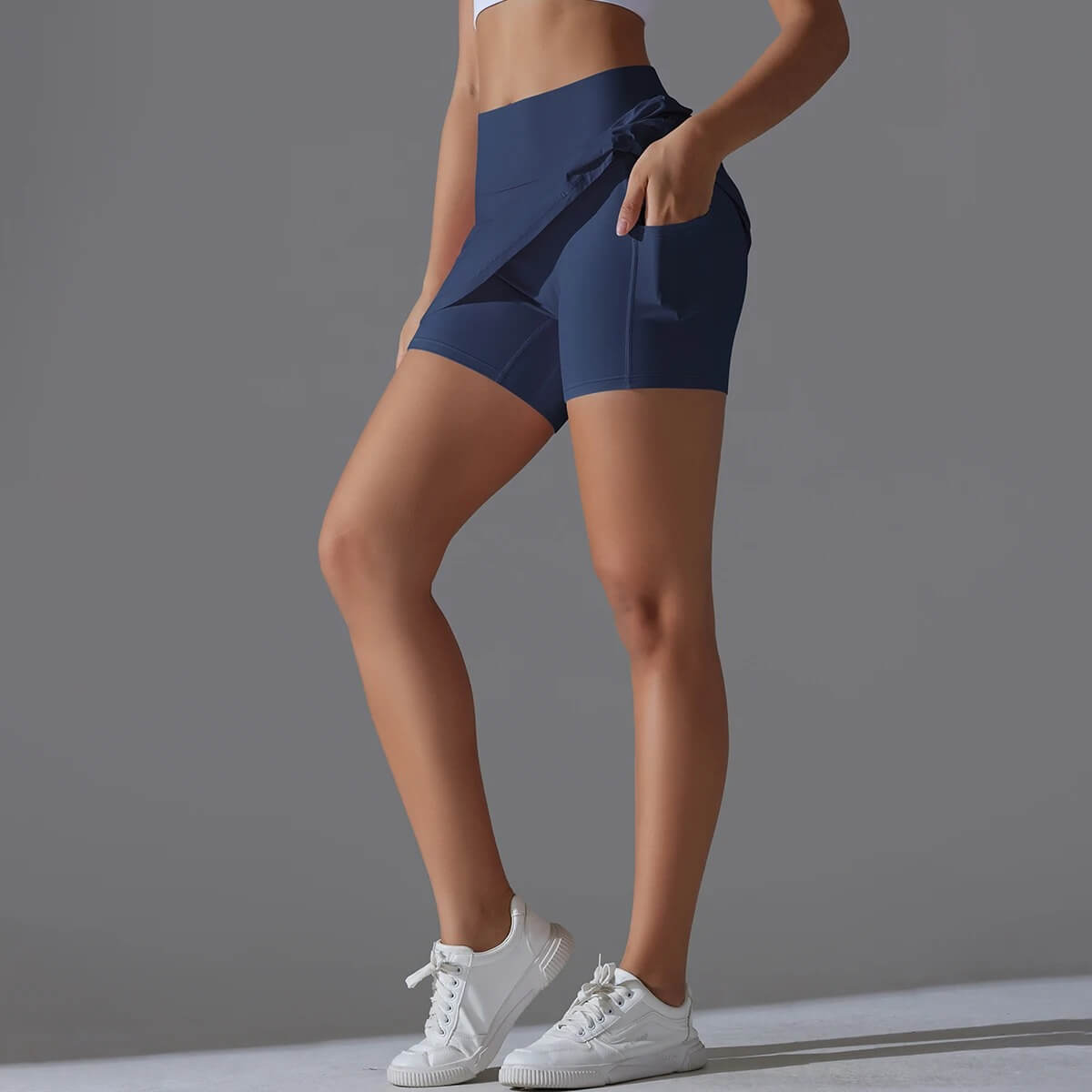 VibeStretch - Snabbtorkande Byxkjol med integrerade Skorts, Hög Midja med Mobilficka