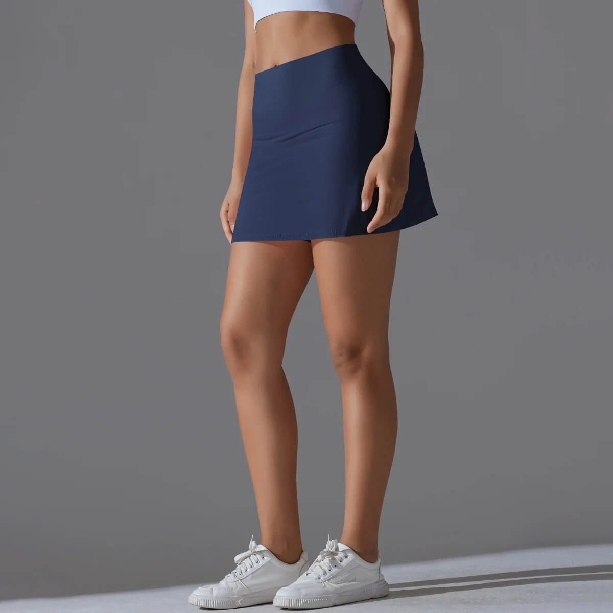VibeStretch - Snabbtorkande Byxkjol med integrerade Skorts, Hög Midja med Mobilficka