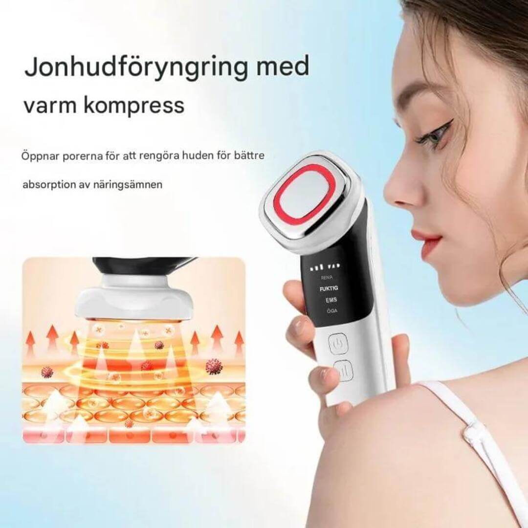ClaraRay – LED-hudpleieapparat for ansiktsløftning og glød | Bærbar varmebehandling og vibrasjon