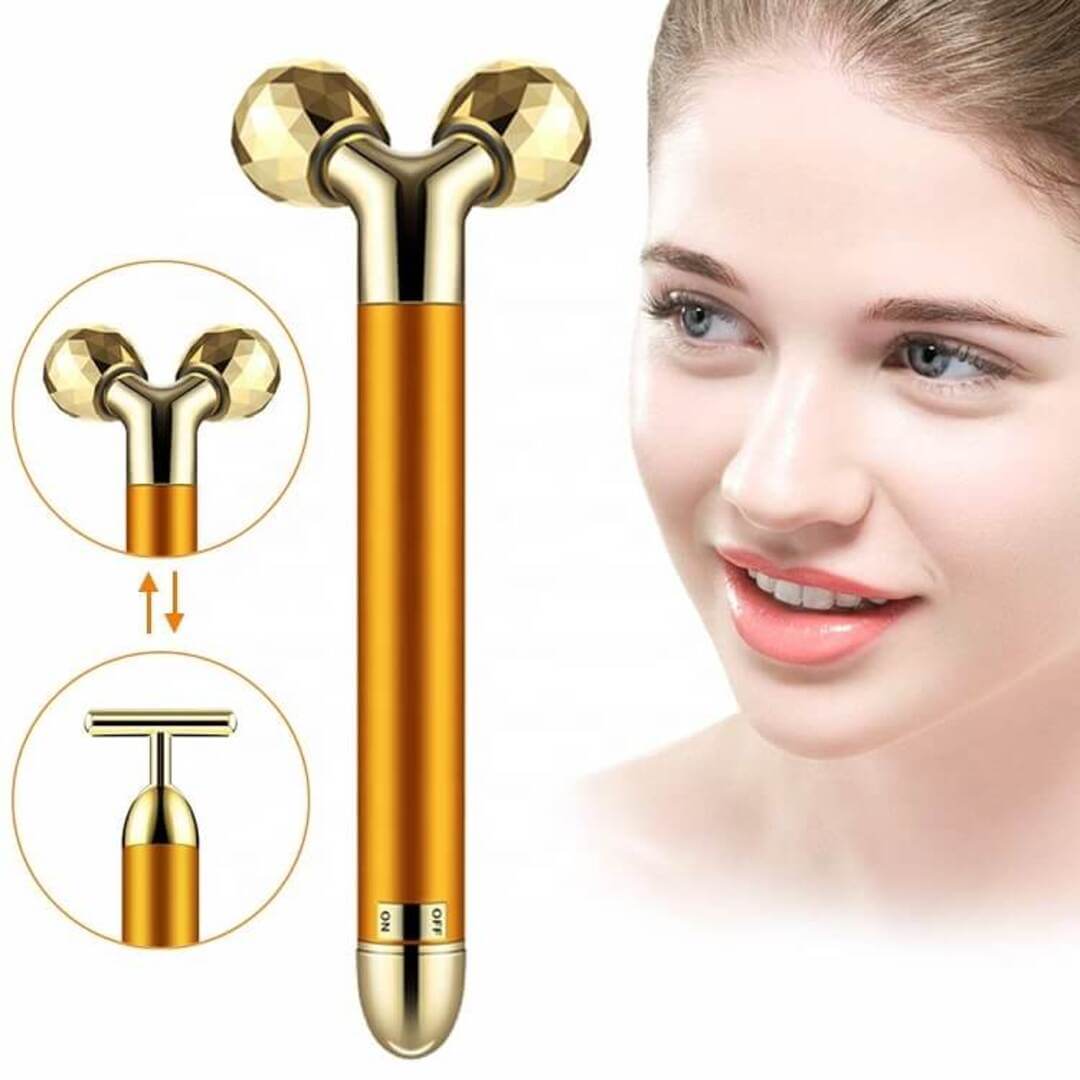 SkinQuill – T-formet og 3D ansiktsrulle | Vibrerende massasjeapparat for hudstramming og avslapning