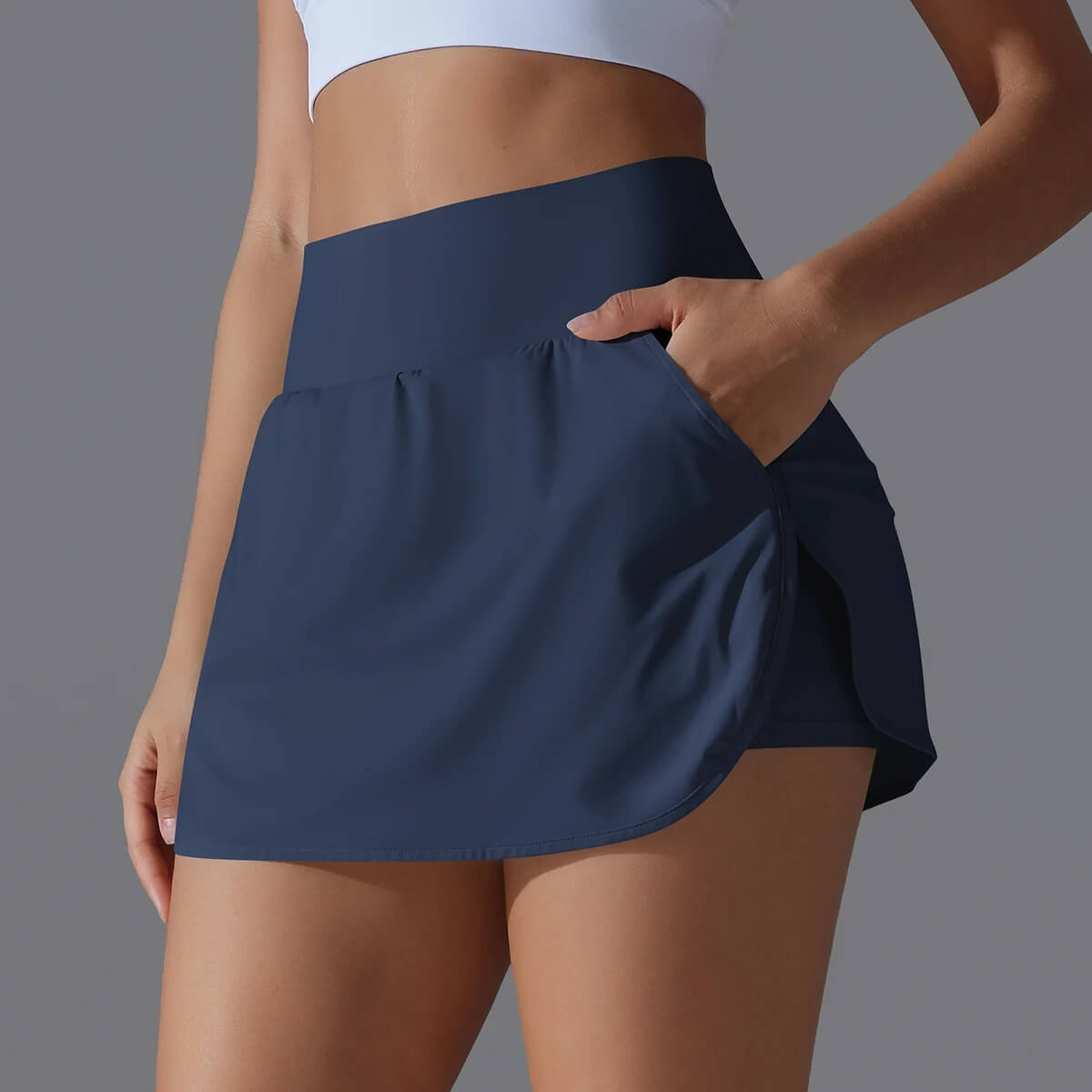 GlideSkirt - Snabbtorkande Träningshorts med Integrerade Mobilficka & Hög Midja