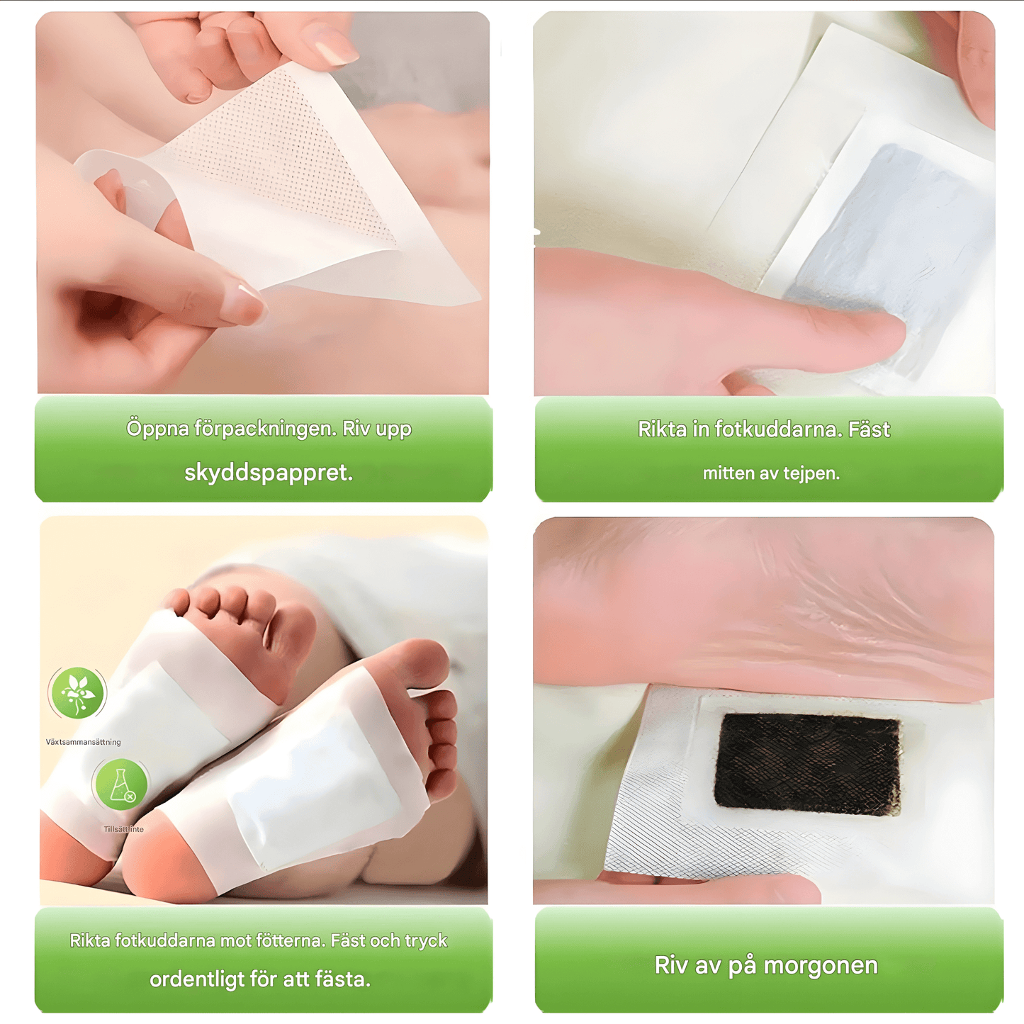 PureSole – Naturliga Detox Fotplåster med Bambuvinäger & Ingefära för Avslappning och Välmående