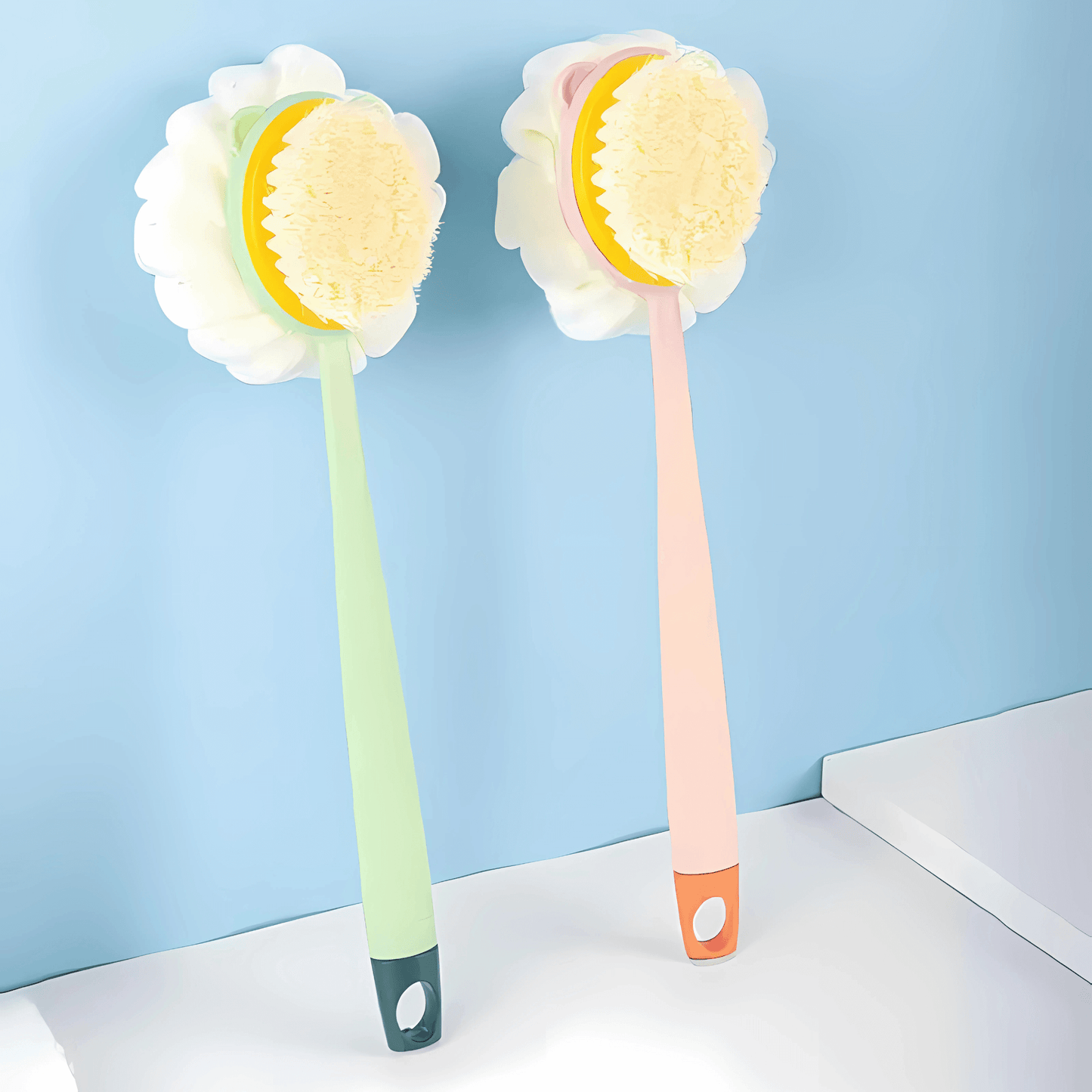 SilkScrub – Ryggborste med Långt Handtag & Dubbelsidig Mjuk Svamp för Bad och Massage