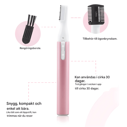 BrowEase – Elektrisk Ögonbrynstrimmer & Ansiktsrakapparat för Kvinnor med USB-Laddning