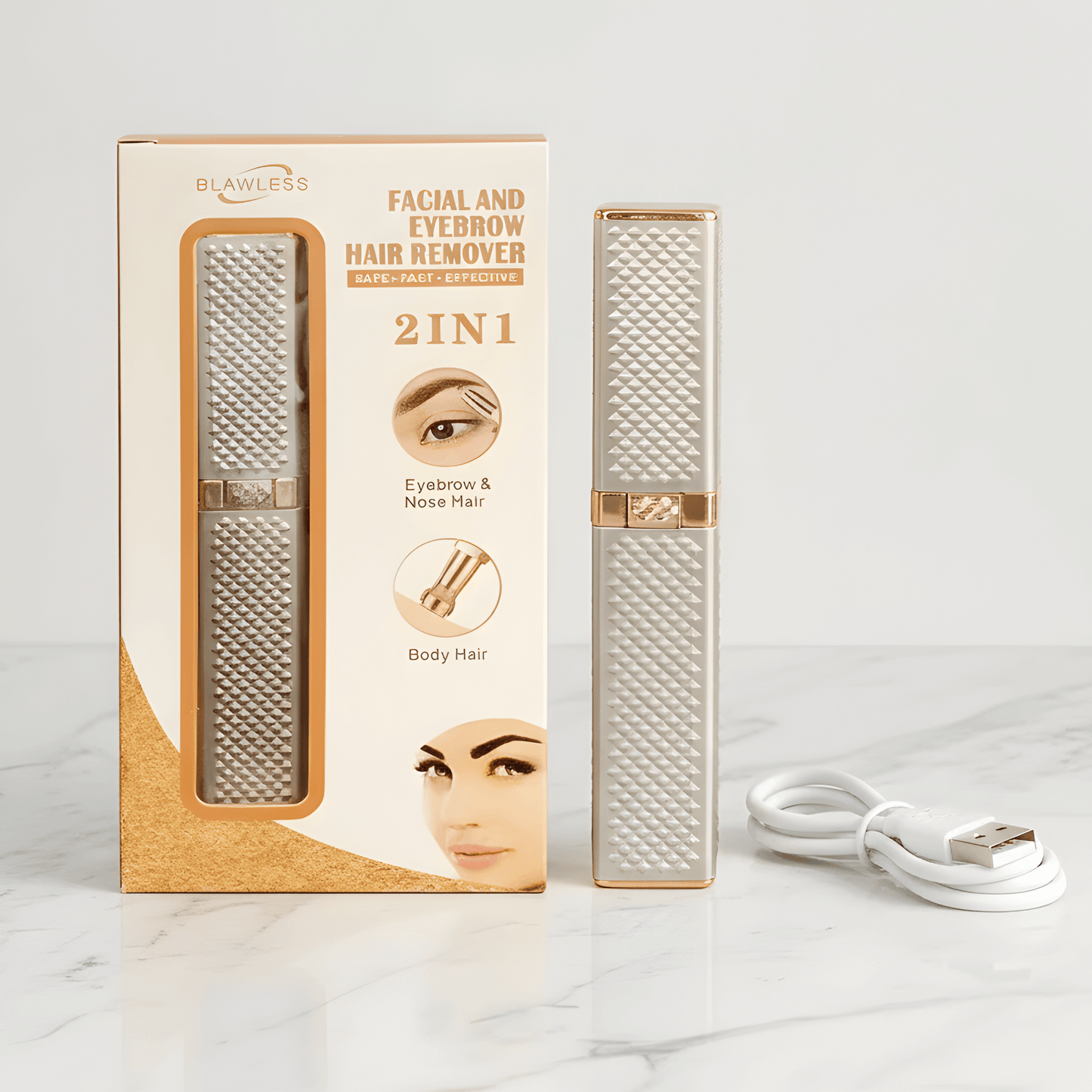 SofiGlow – 2-i-1 Elektrisk Epilator & Ansiktstrimmer för Kvinnor med Inbyggt Ljus & 18K Guldpläterat Huvud