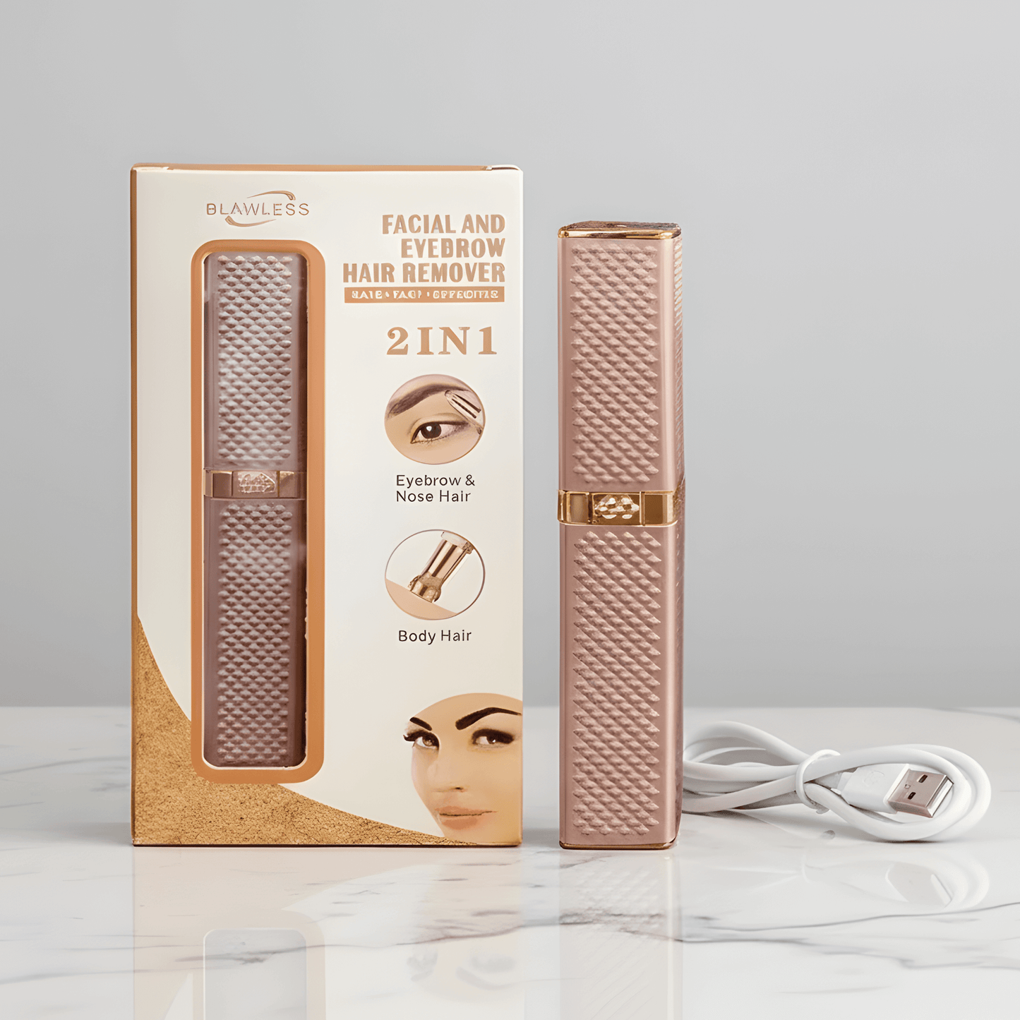 SofiGlow – 2-i-1 Elektrisk Epilator & Ansiktstrimmer för Kvinnor med Inbyggt Ljus & 18K Guldpläterat Huvud