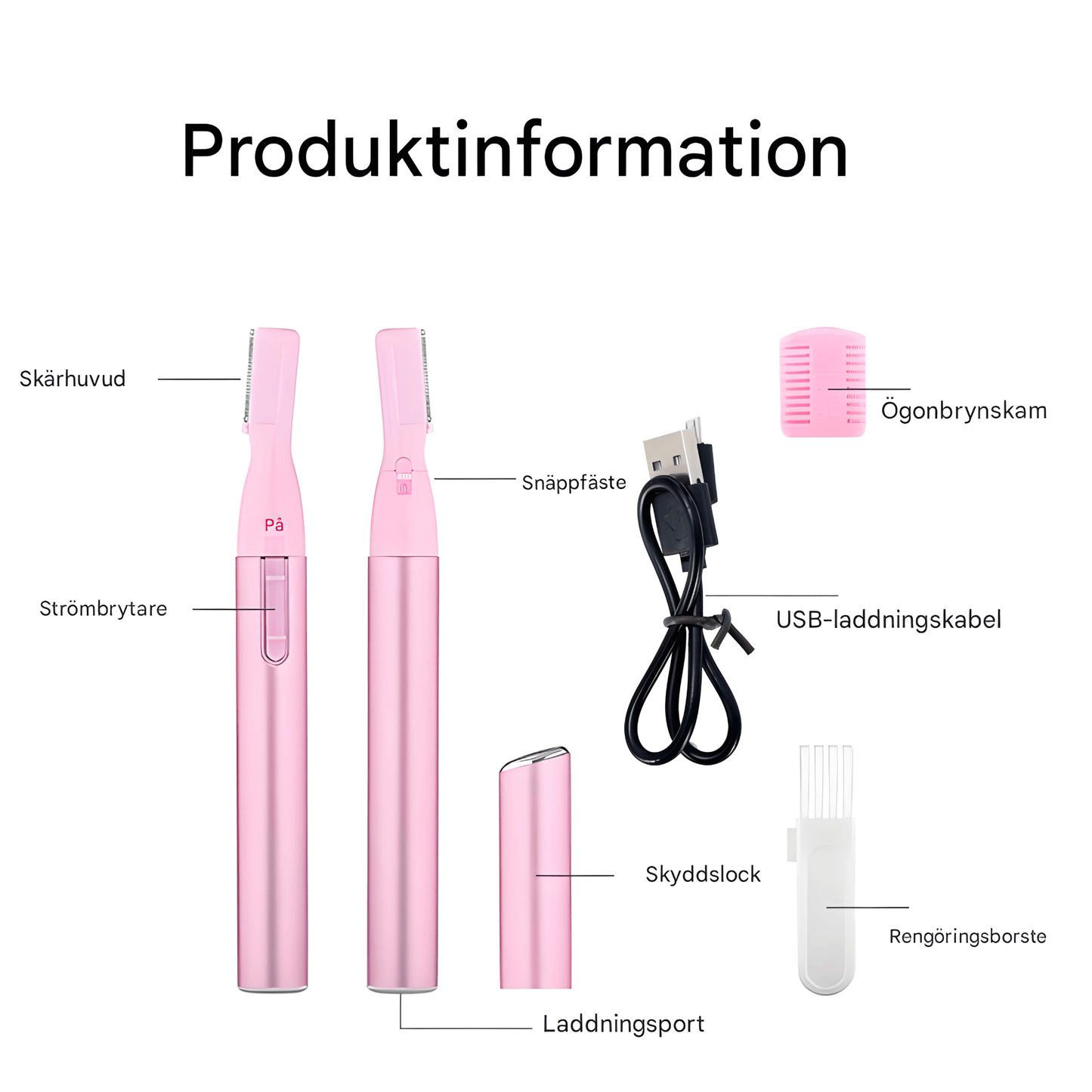 BrowEase – Elektrisk Ögonbrynstrimmer & Ansiktsrakapparat för Kvinnor med USB-Laddning