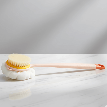 SilkScrub – Ryggborste med Långt Handtag & Dubbelsidig Mjuk Svamp för Bad och Massage