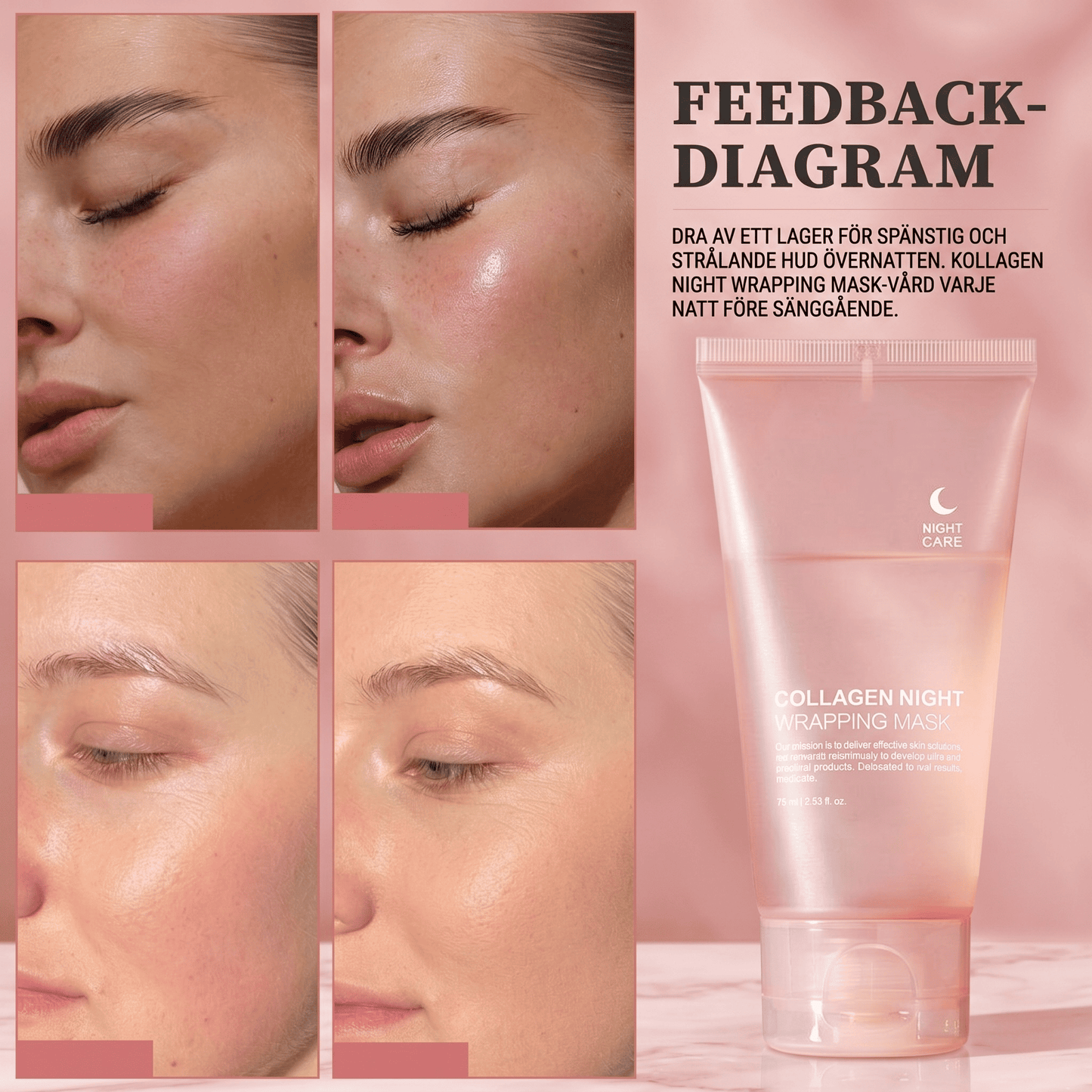 DreamSkin – Inlindande Kollagen-Nattmask som Strippar och Återfuktar – För Fasthet & Lyster