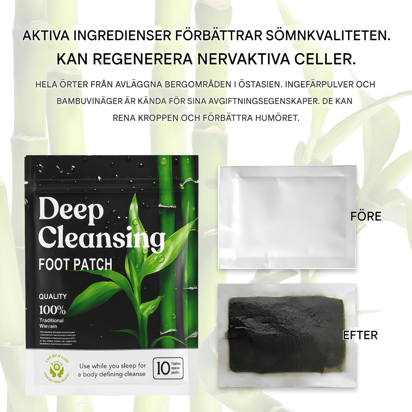 PureSole – Naturliga Detox Fotplåster med Bambuvinäger & Ingefära för Avslappning och Välmående