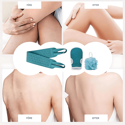 SereneScrub – Exfolierande Dubbelsidig Ryggborste, Badhandske & Loofah-Svamp för Hudvård och Massage