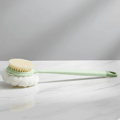 SilkScrub – Ryggborste med Långt Handtag & Dubbelsidig Mjuk Svamp för Bad och Massage