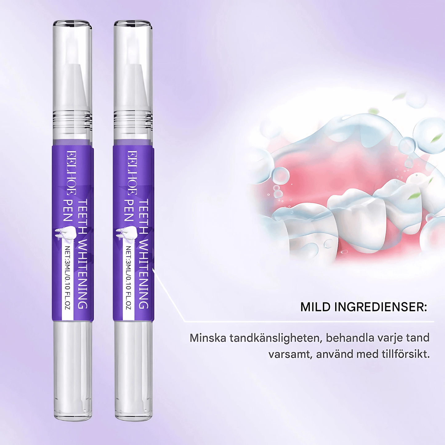 BrightLuxe – Tannblekingspen 2-pakning med mild blekingsgel og frisk myntesmak