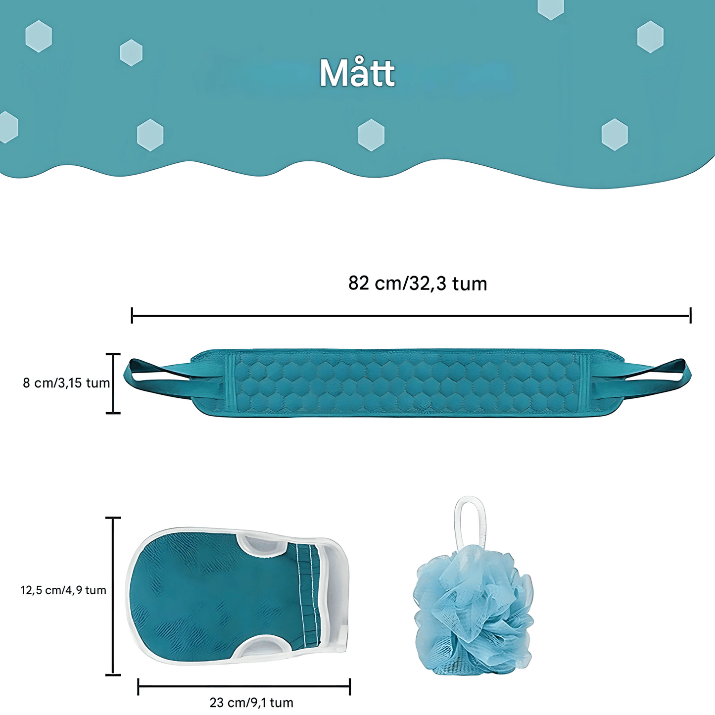 SereneScrub – Exfolierande Dubbelsidig Ryggborste, Badhandske & Loofah-Svamp för Hudvård och Massage